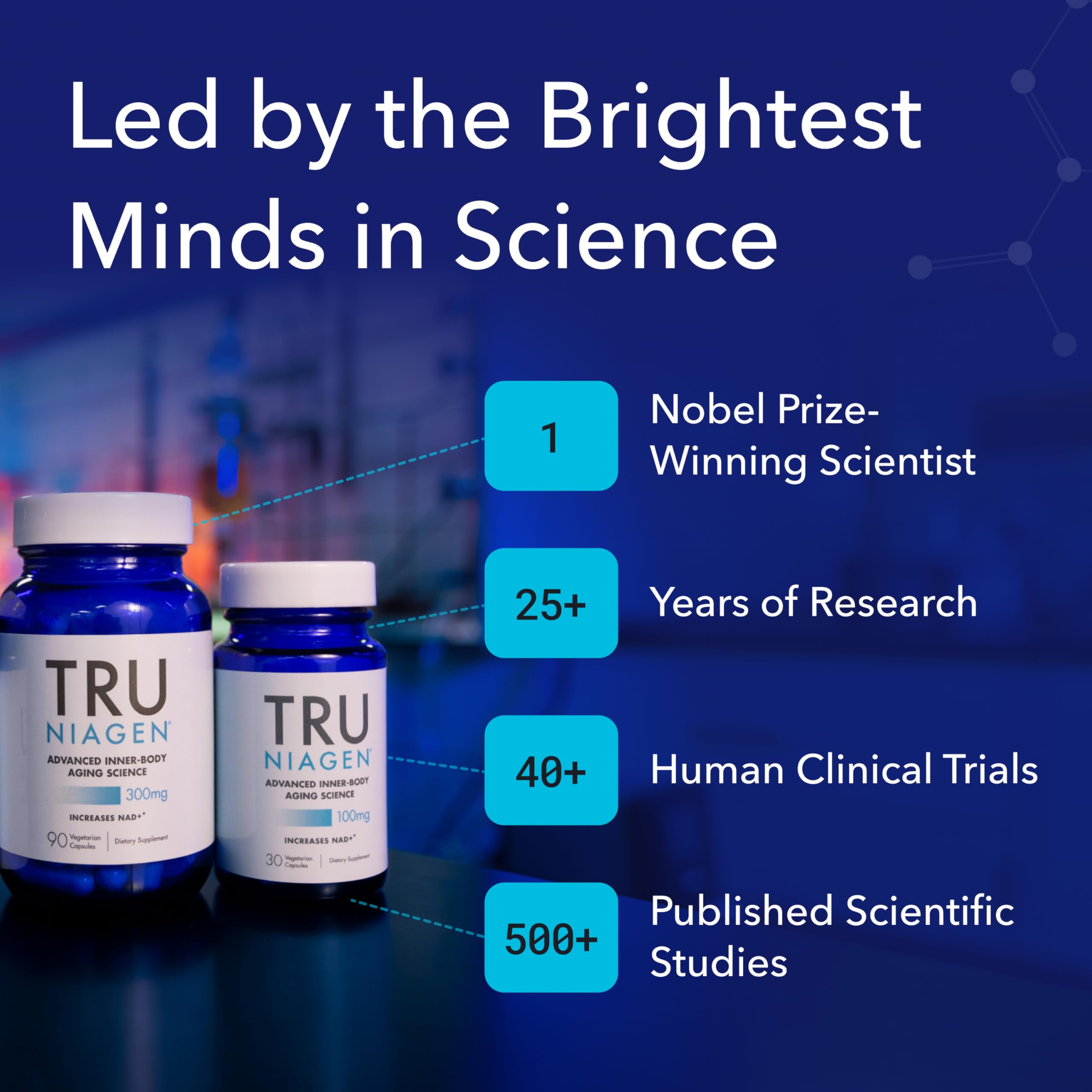 TRU NIAGEN Hyaluronic Acid supplement with a glass of water