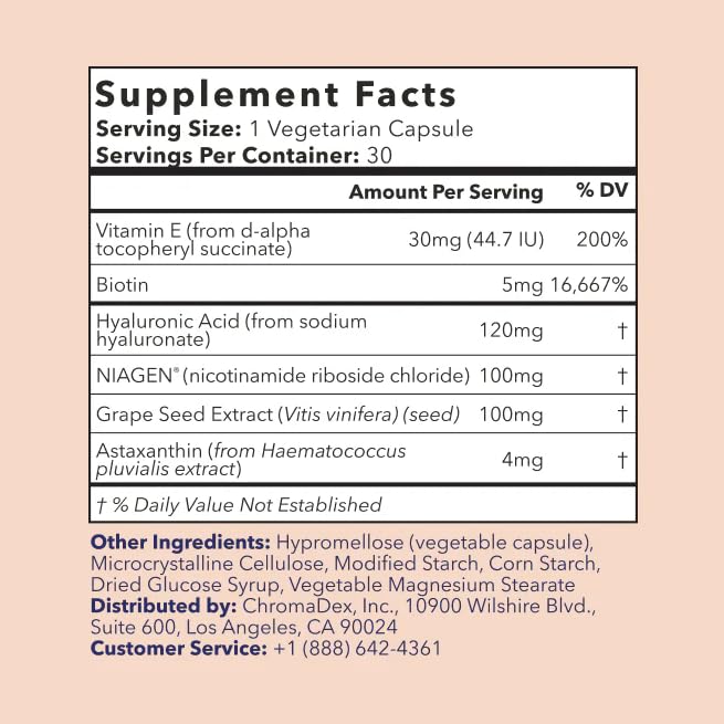 TRU NIAGEN Hyaluronic Acid supplement with lifestyle items