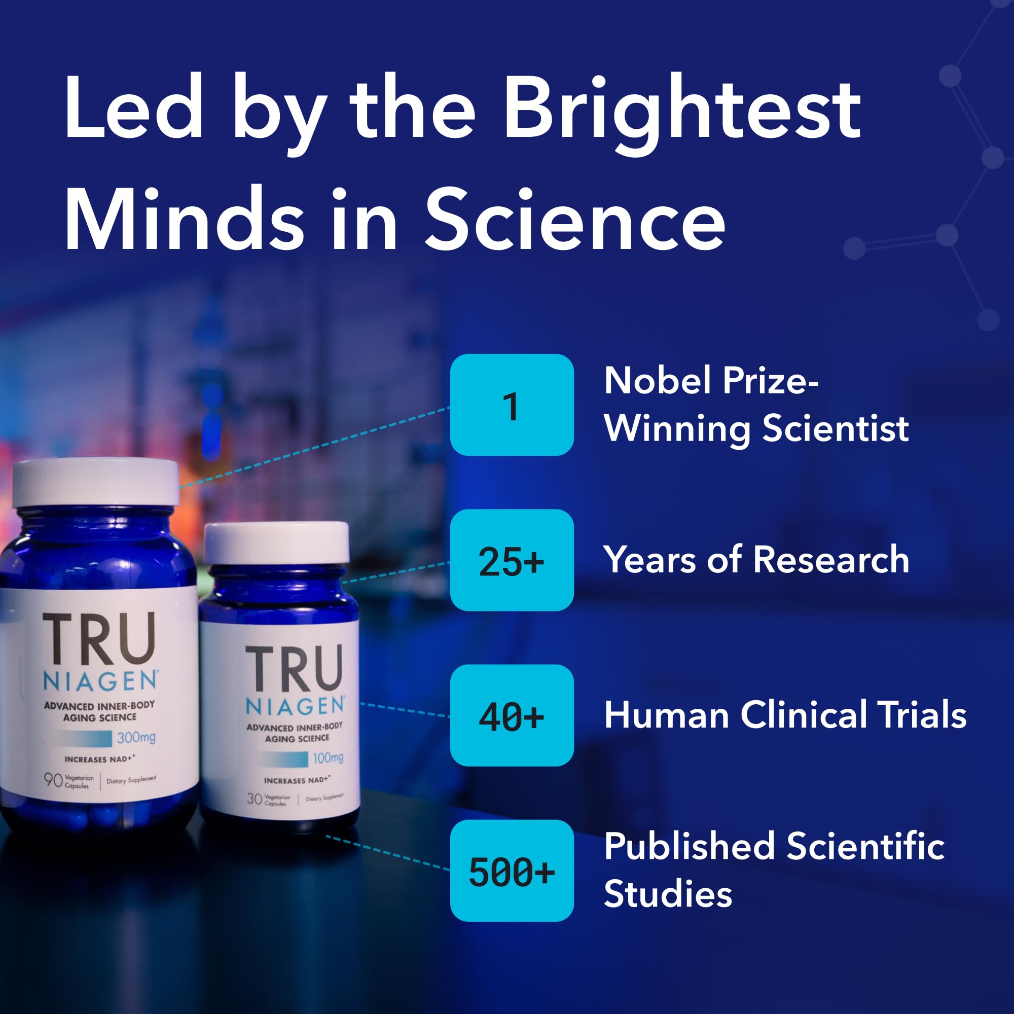 TRU NIAGEN NAD+ Supplement 300mg Capsules side view
