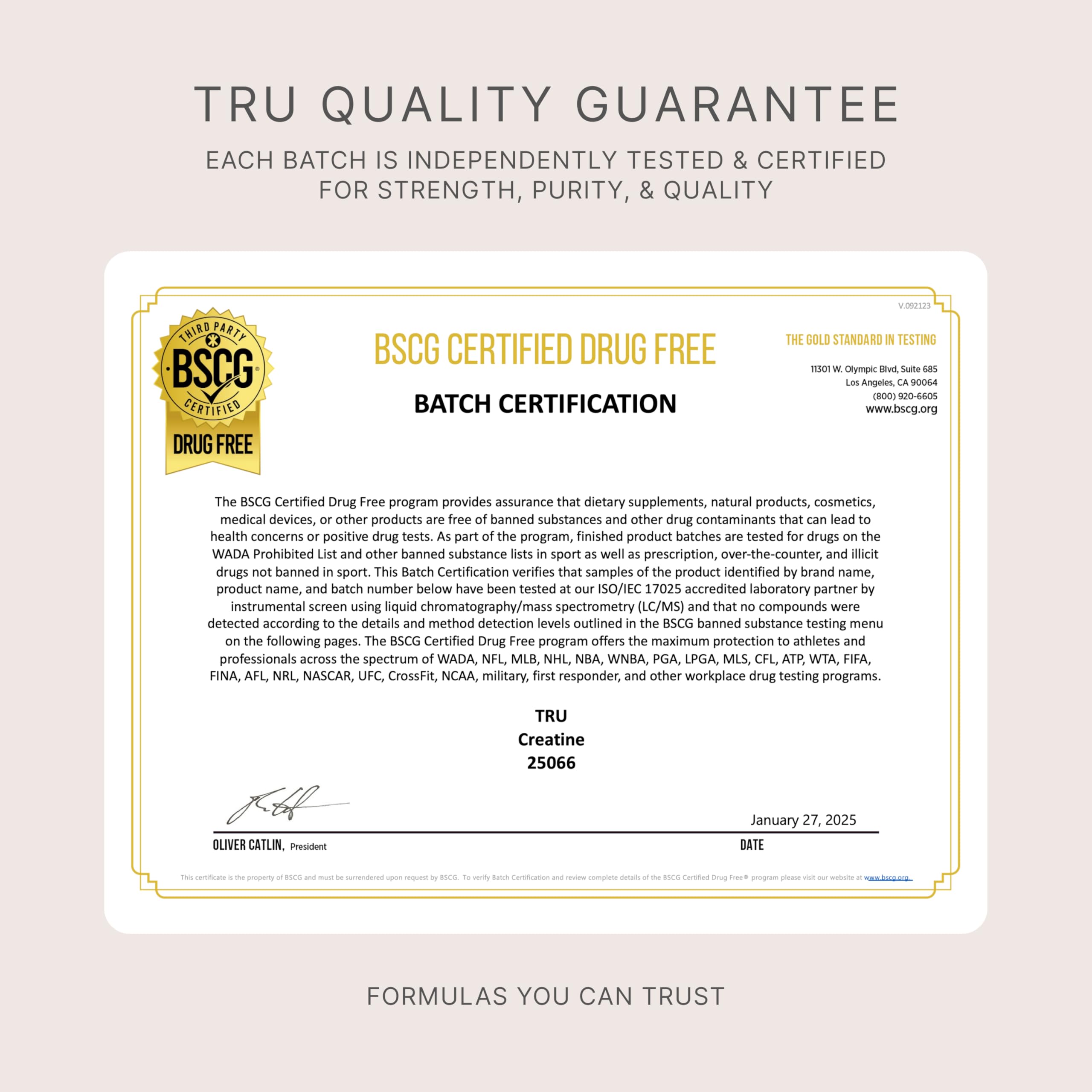 TRU Supplements Creatine Monohydrate 159g Powder nutritional information