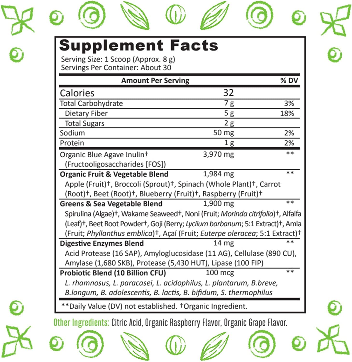 TruBaio Spirulina Green Superfood Powder 240g packaging