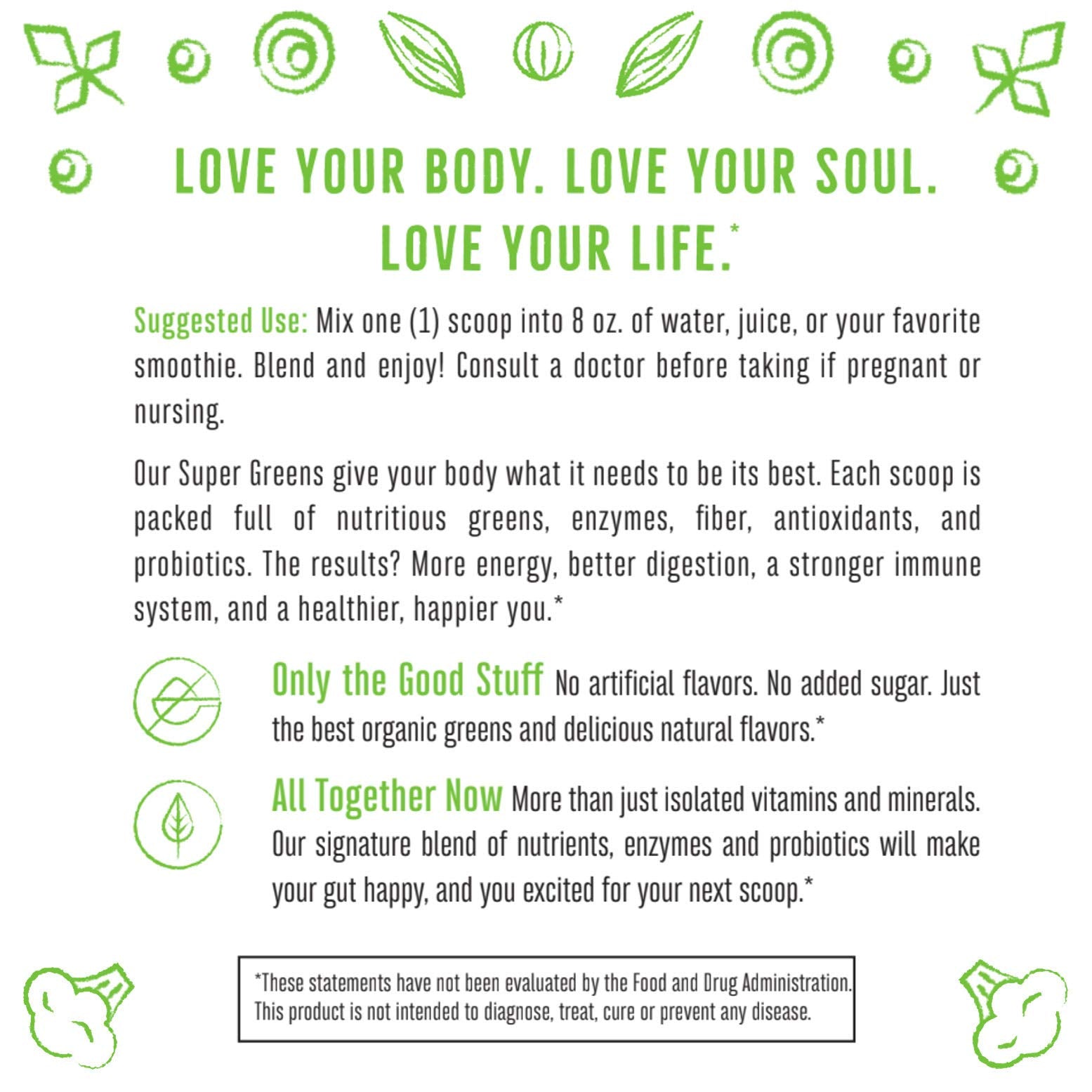 TruBaio Spirulina Green Superfood Powder ingredients list
