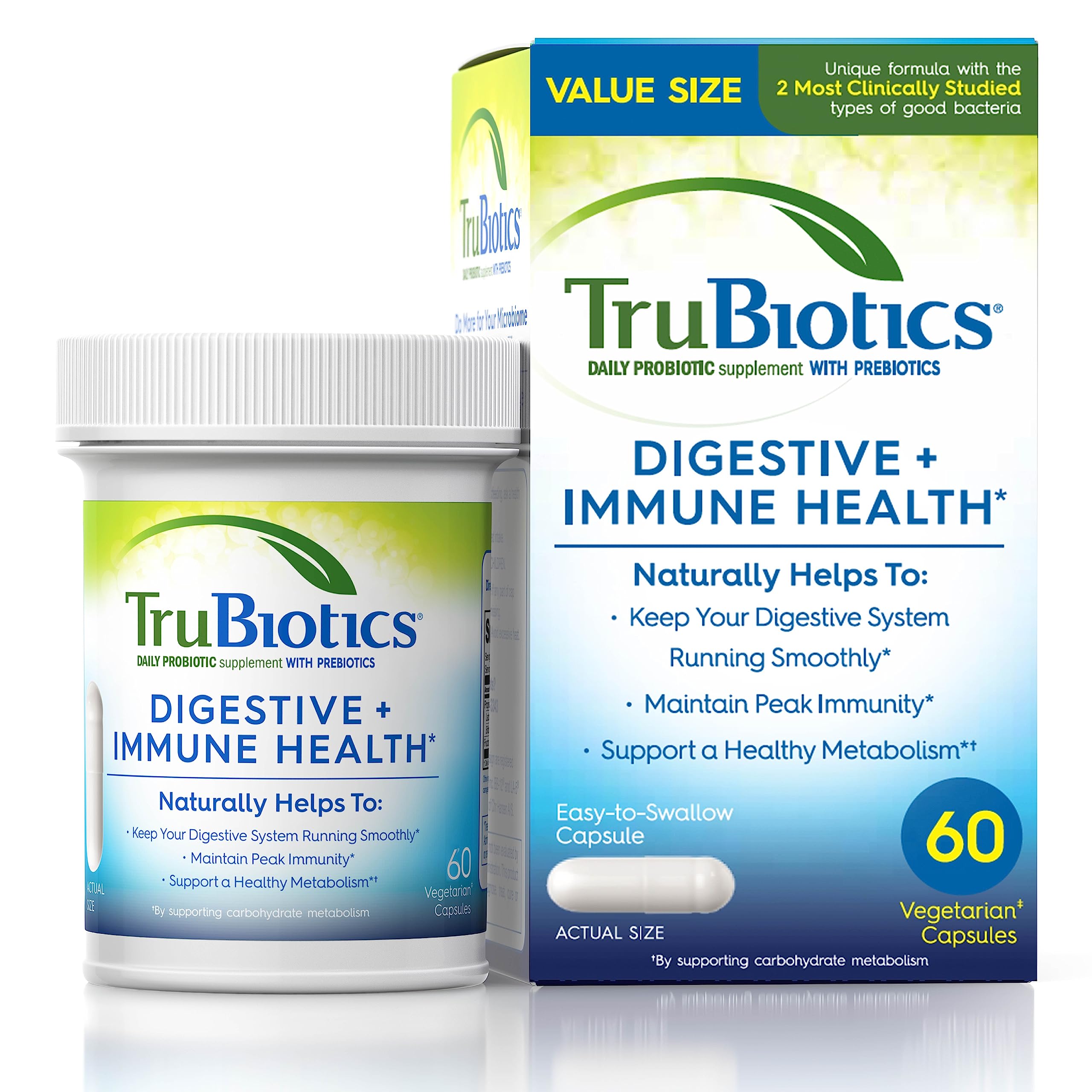 TruBiotics Prebiotics & Probiotics Capsules front view