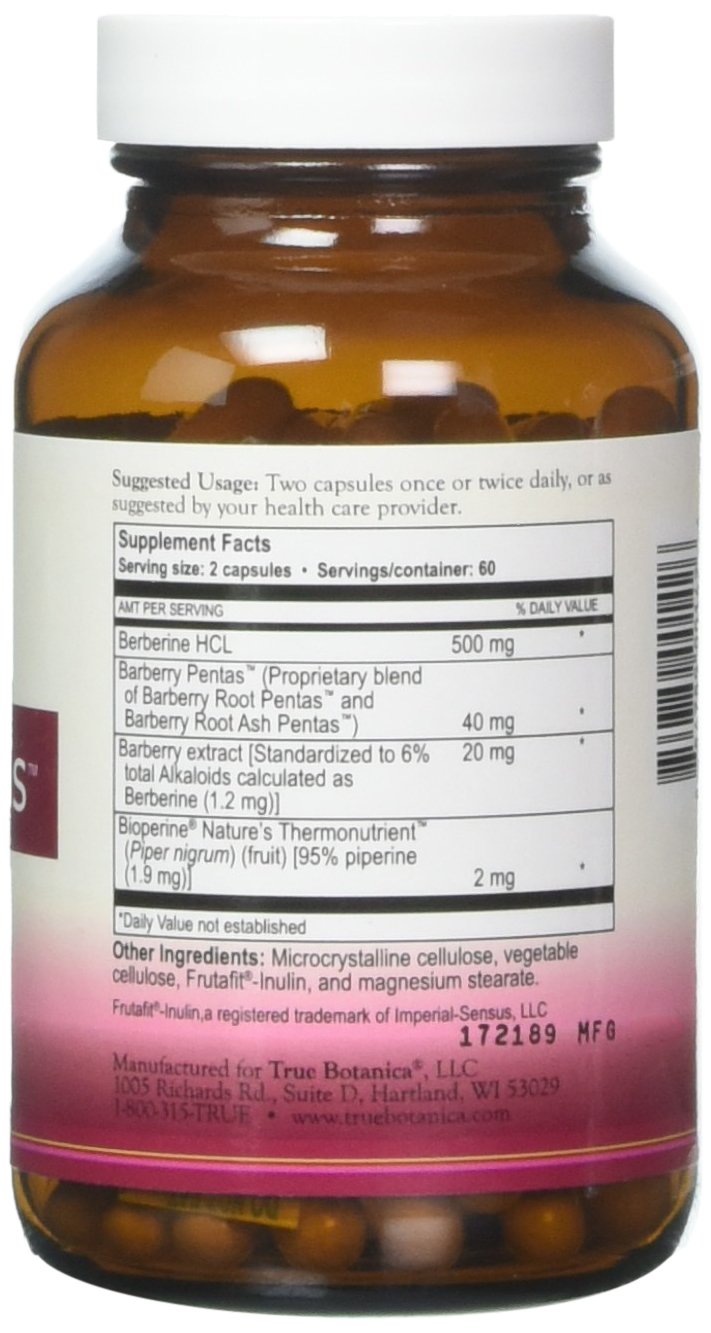True Botanica Berberine Herbal Supplement side view showing capsule details
