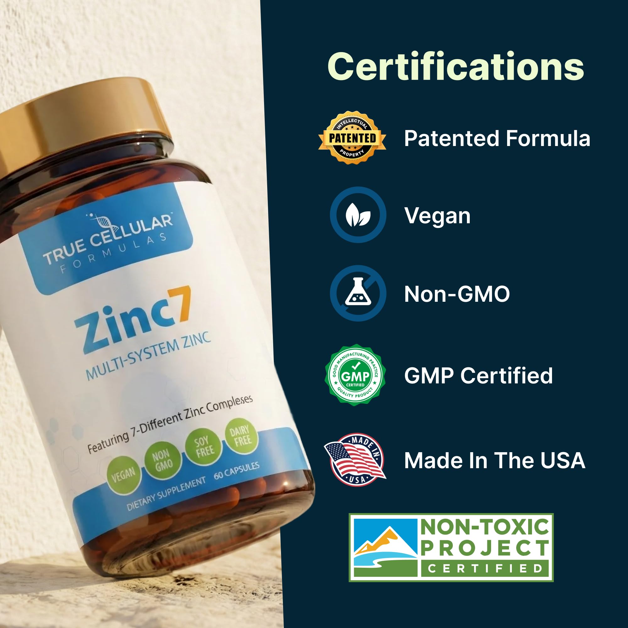 True Cellular Formulas Zinc7 Supplement with measuring spoon