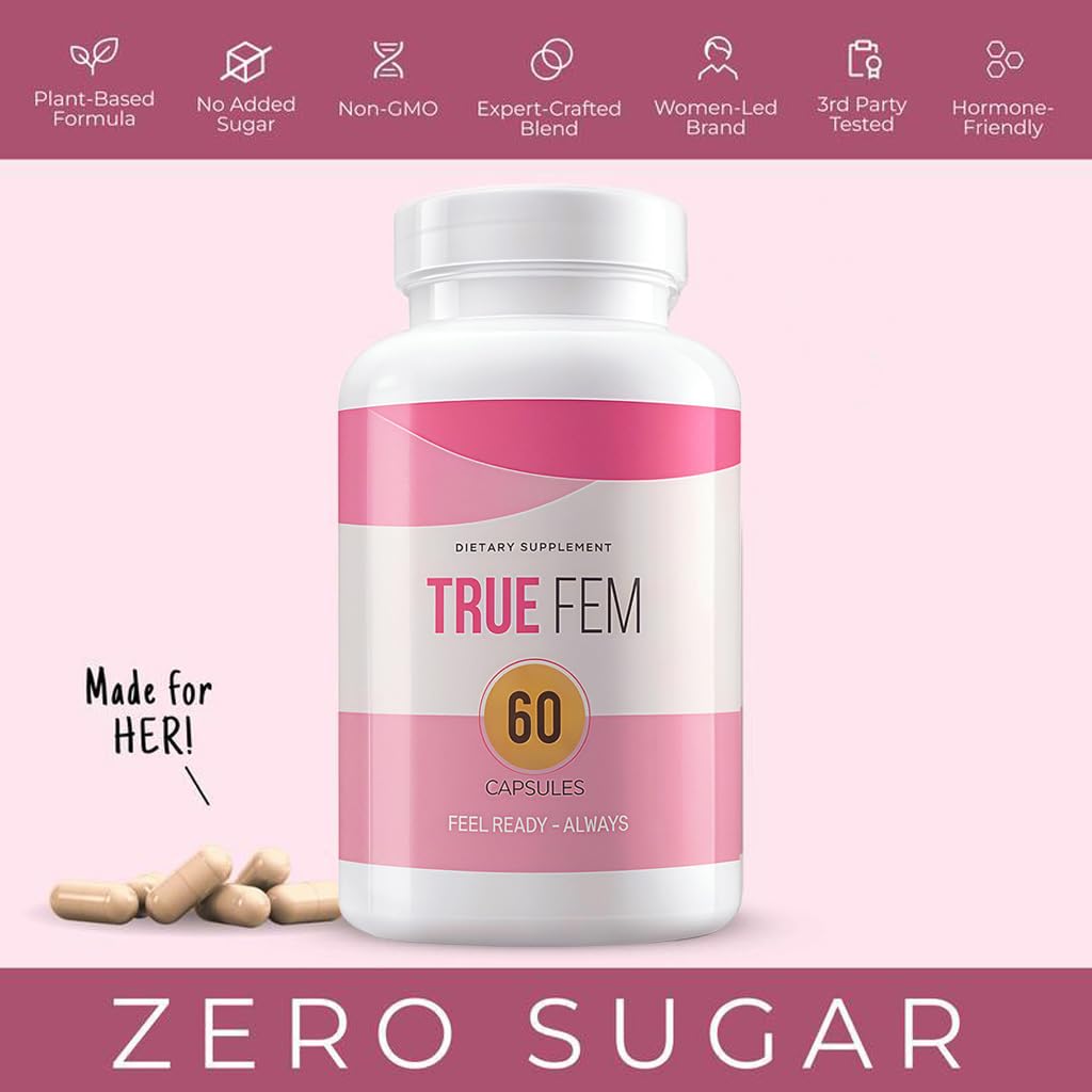 TRUE FEM Blended Vitamin Capsules packaging with ingredients