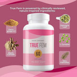 TRUE FEM Blended Vitamin Capsules side view, easy daily use