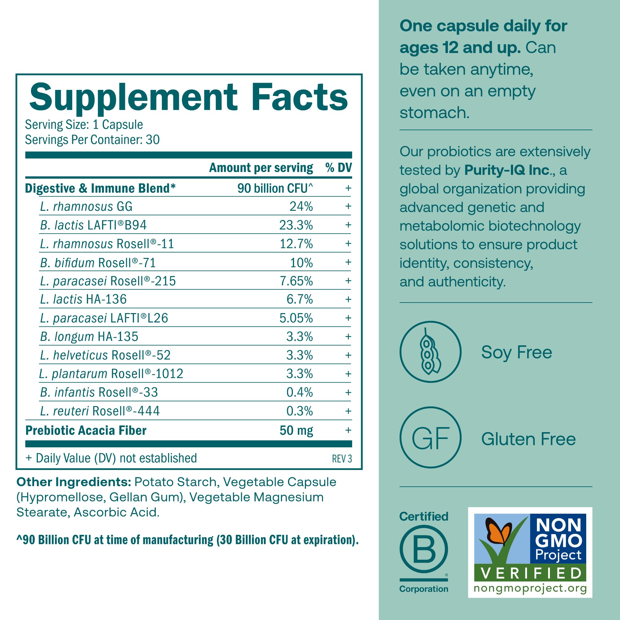 True Grace Daily Probiotic 90 Billion CFU capsule side view