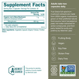 True Grace Lion's Mane Mushroom Supplement bottle side view