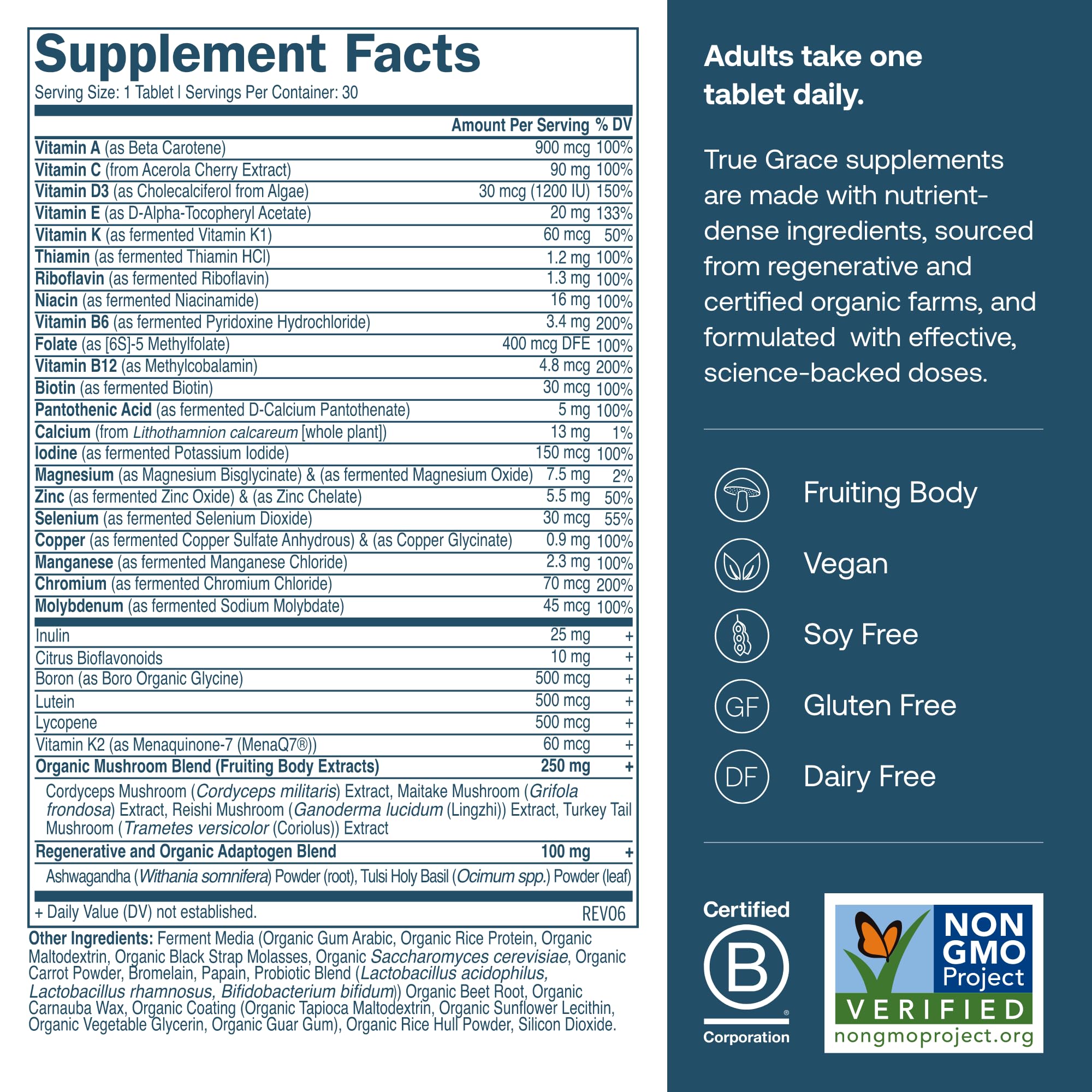 True Grace Multivitamins 100g side view