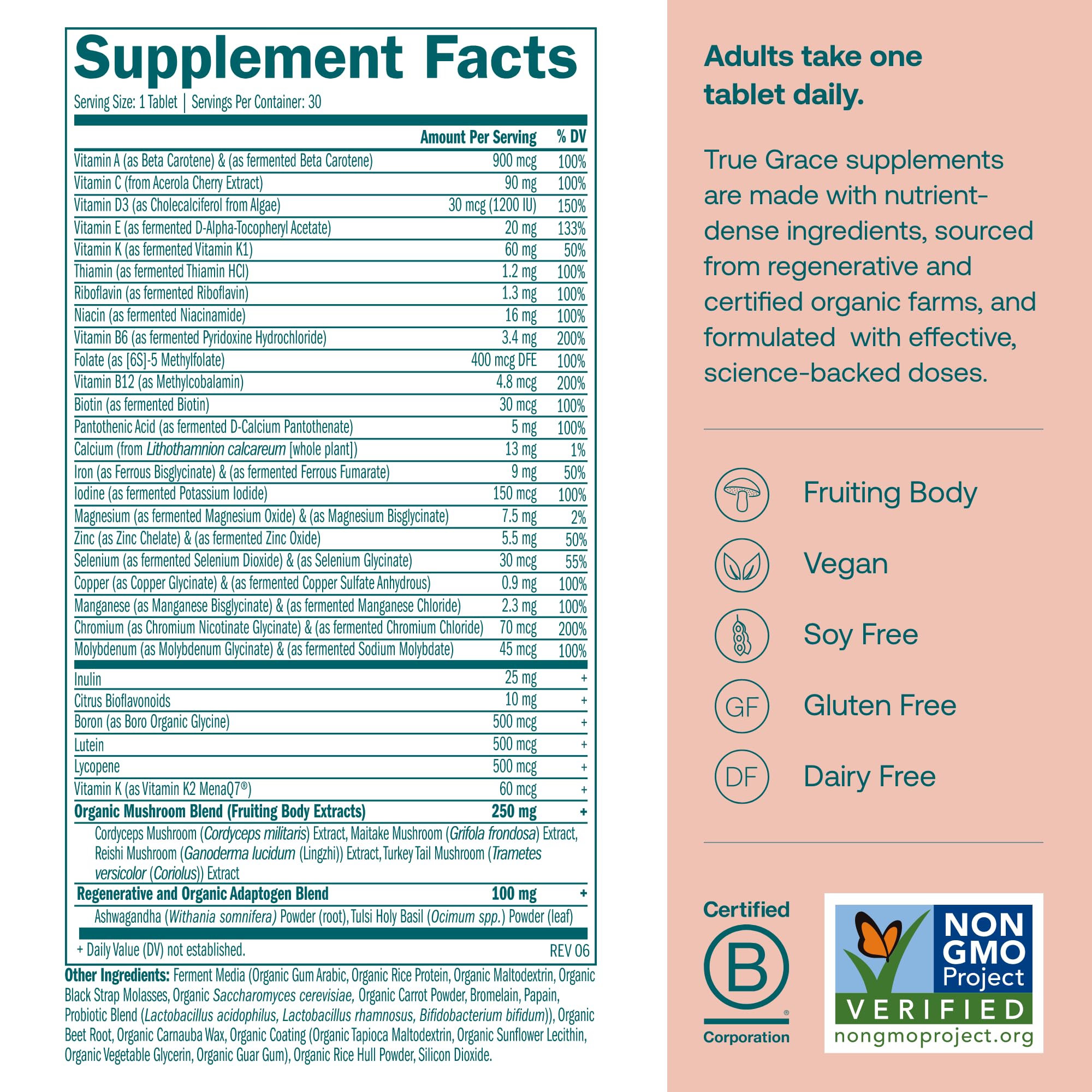 True Grace Multivitamins for Her 100g back view