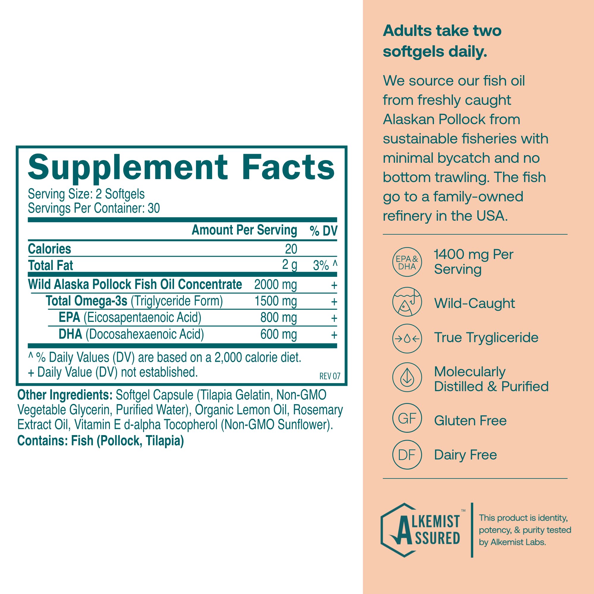 True Grace Omega-3 Fish Oil 1500mg softgels side view