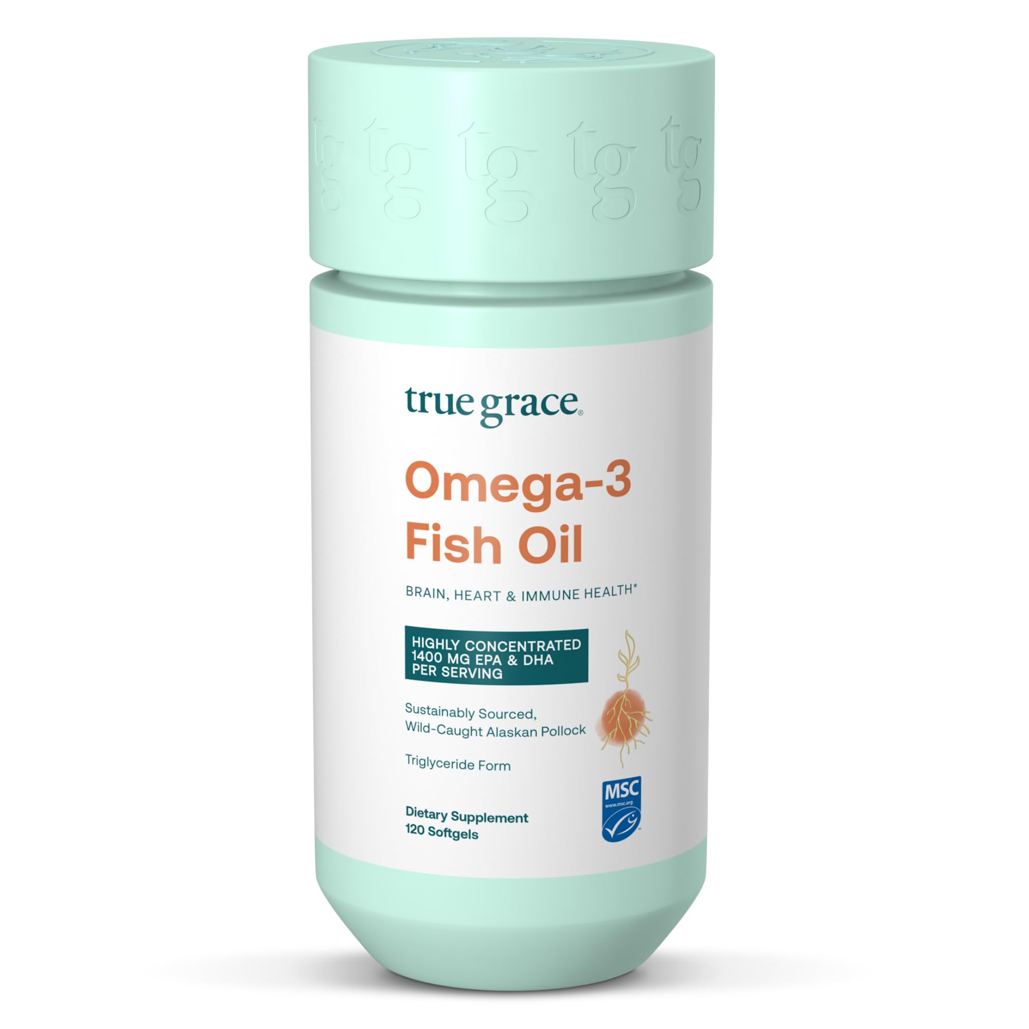 True Grace Omega-3 Fish Oil Capsules 1500mg front view