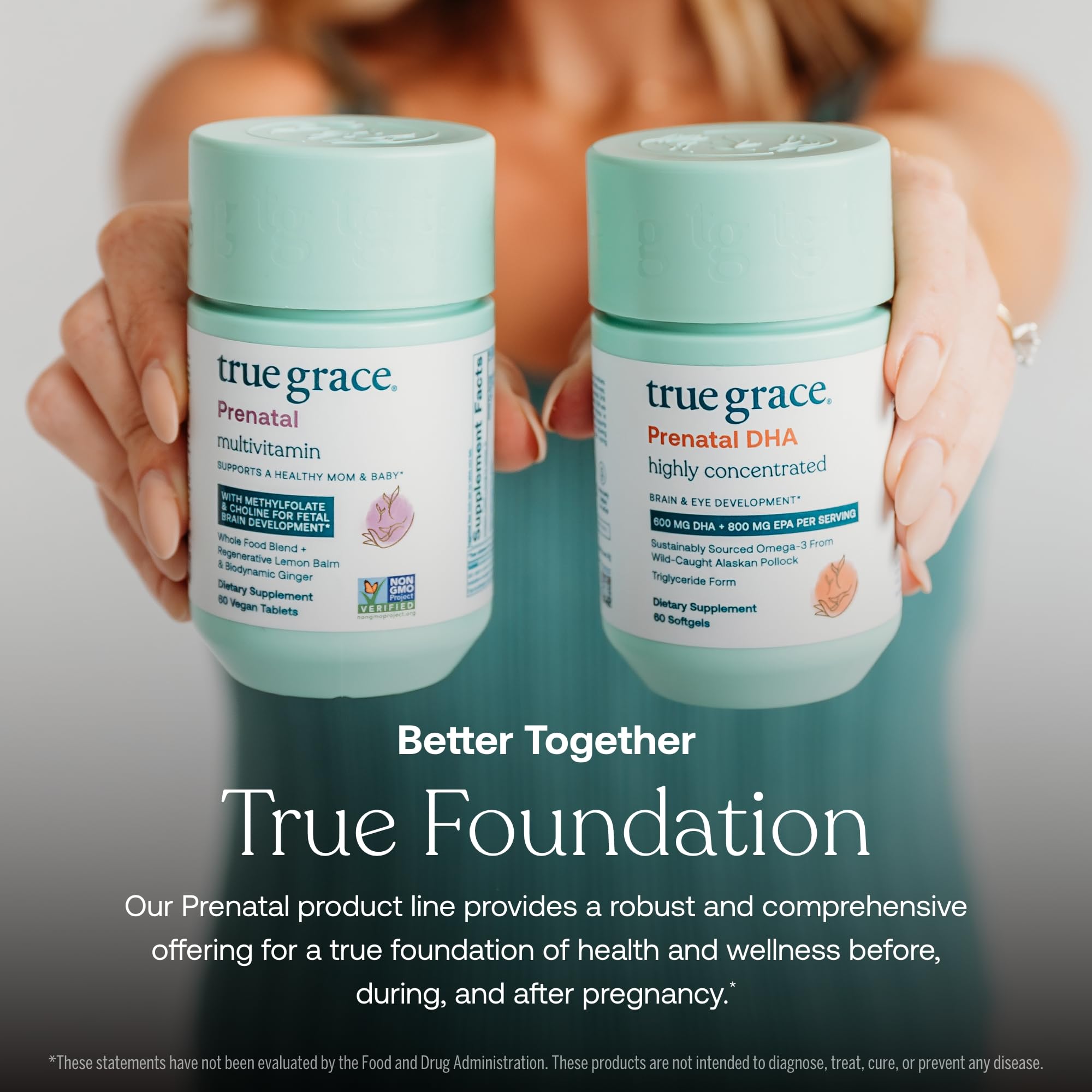 True Grace Prenatal DHA capsule in hand