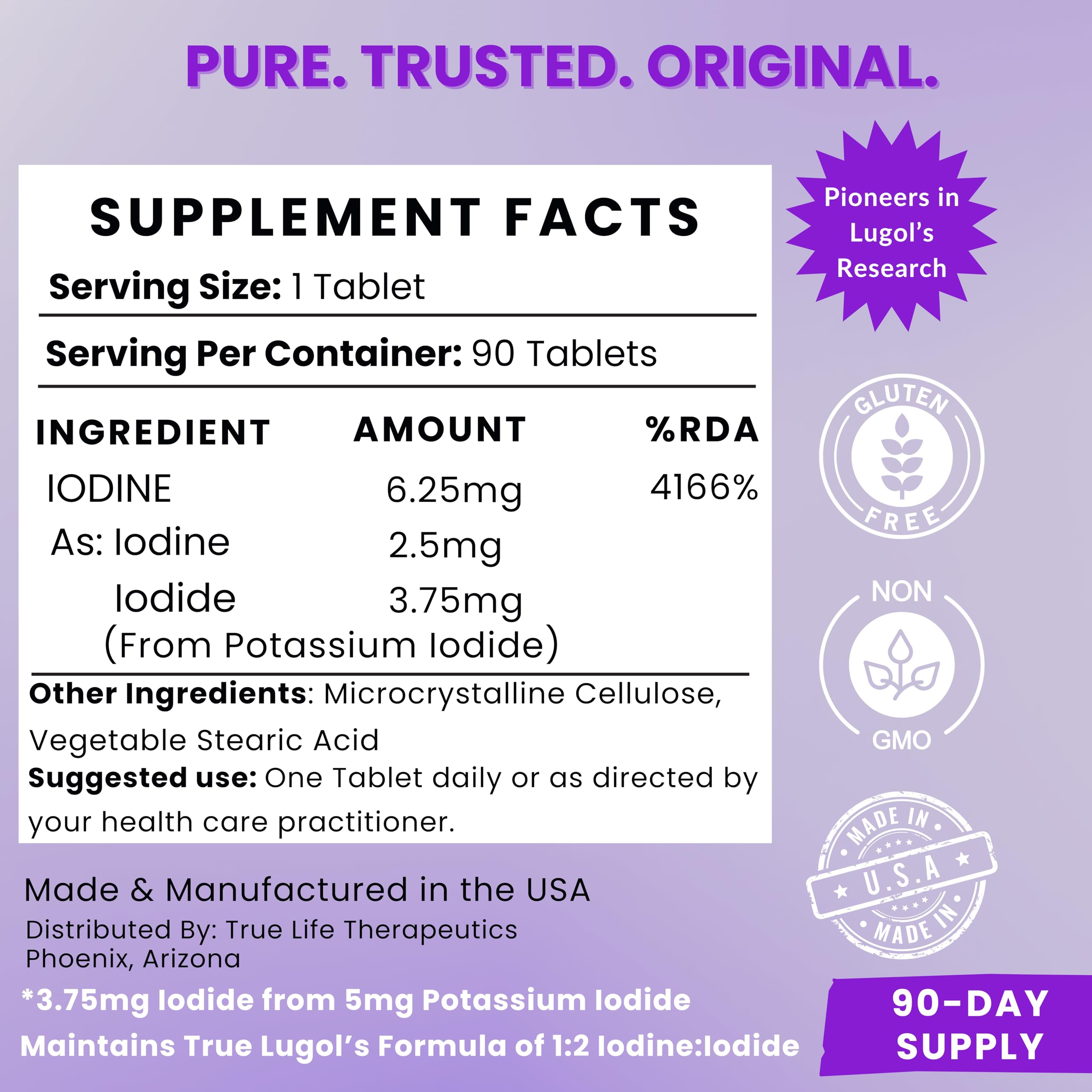True Life Therapeutics Lugol's Iodine Tablets close-up of tablets