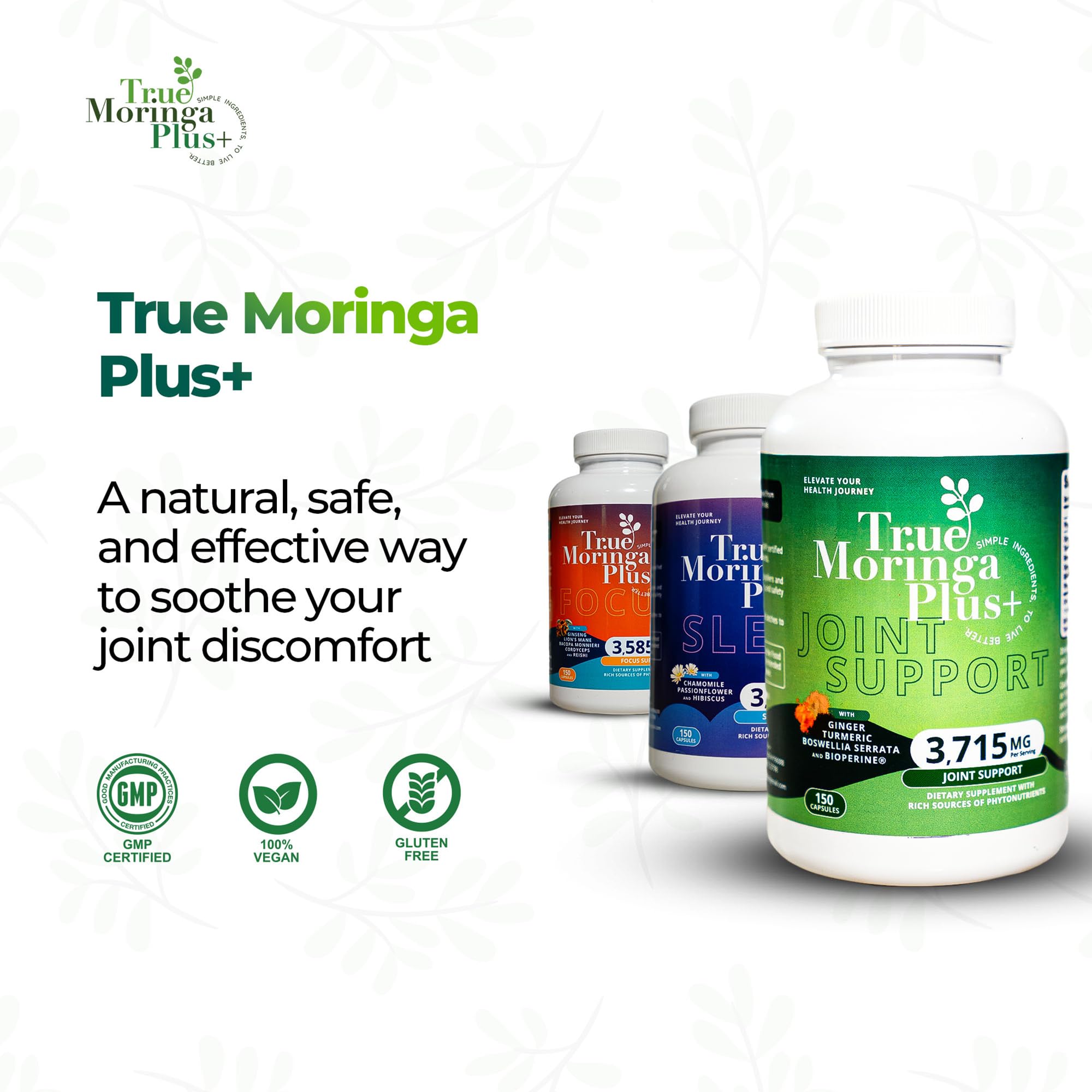True Moringa Plus+ Turmeric Joint Support Supplement ingredients list