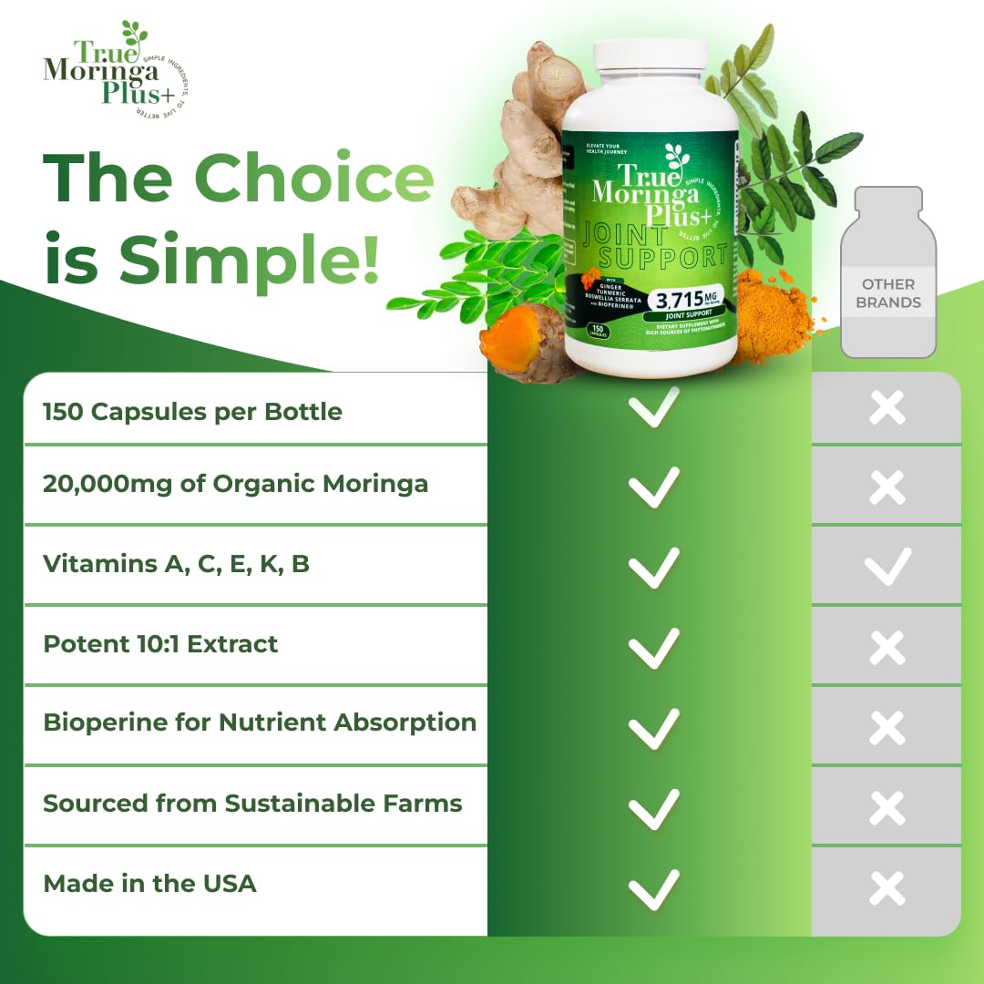 True Moringa Plus+ Turmeric Joint Support Supplement packaging