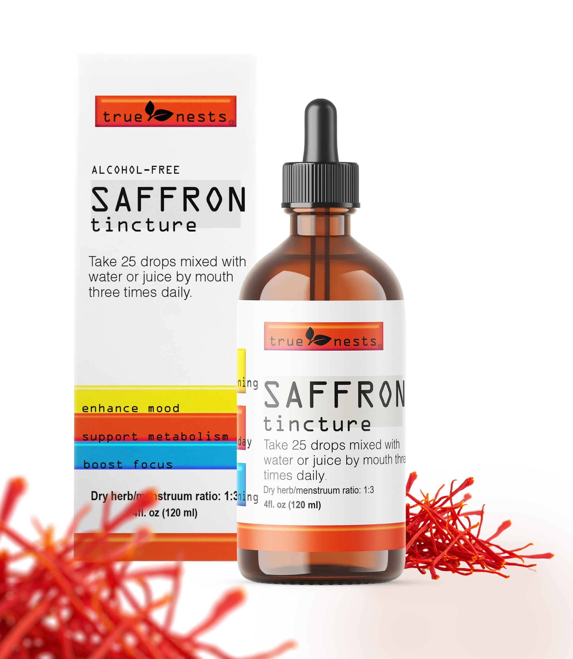 True Nests Saffron Tincture front view 259g bottle