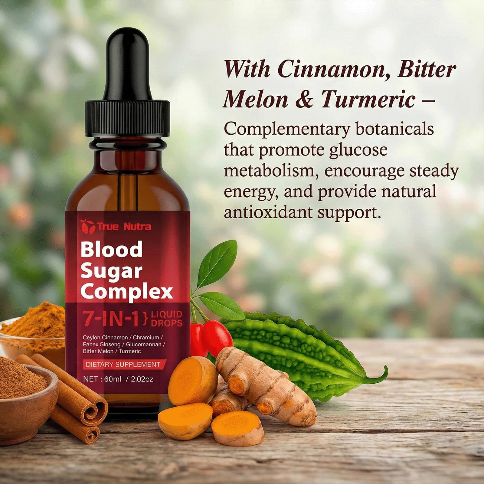 true nutra Blood Sugar Complex supplement in a lifestyle setting