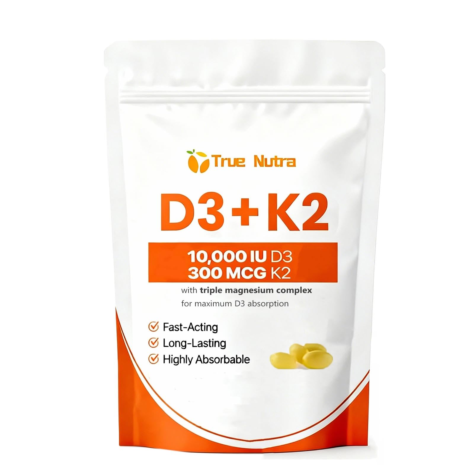 true nutra D3 K2 Complex softgels front view