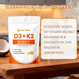 true nutra D3 K2 Complex softgels with coconut oil