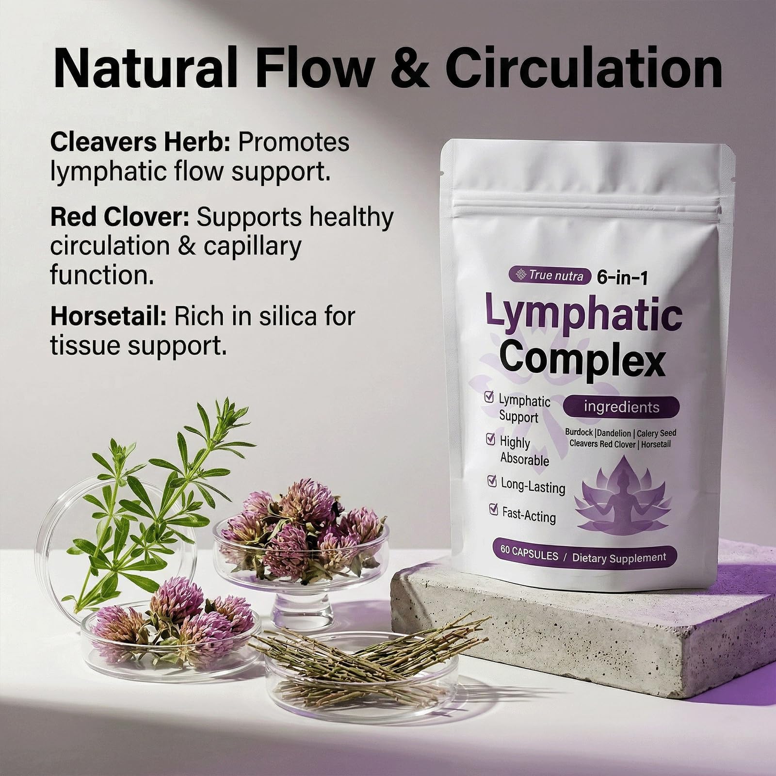 true nutra Lymphatic Complex capsule close-up