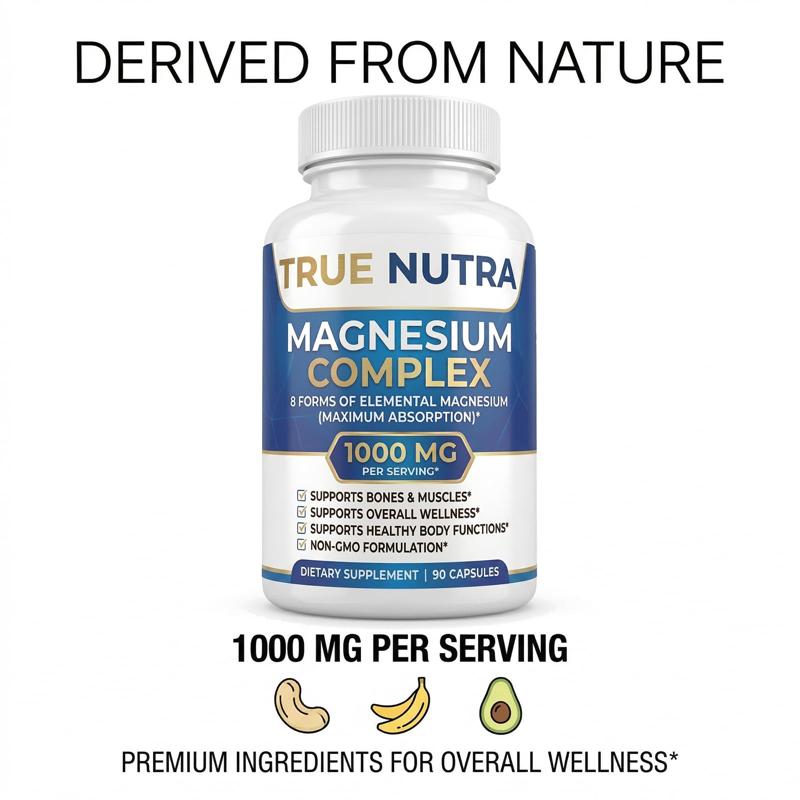 true nutra Magnesium Complex 90 capsules bottle