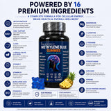 True Reflectionz Methylene Blue Gummies on a wooden table with natural background