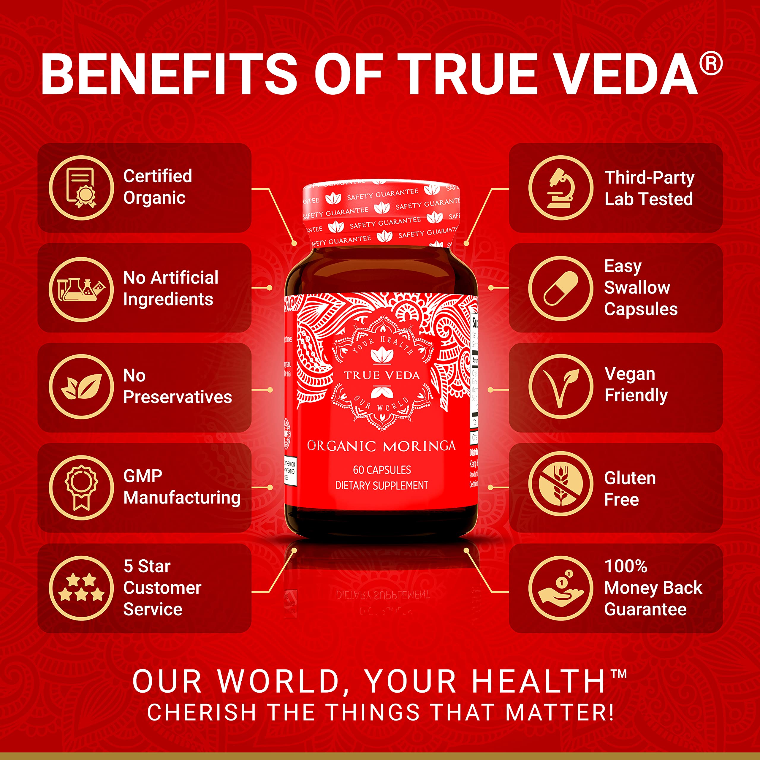 True Veda Organic Moringa Capsules side view