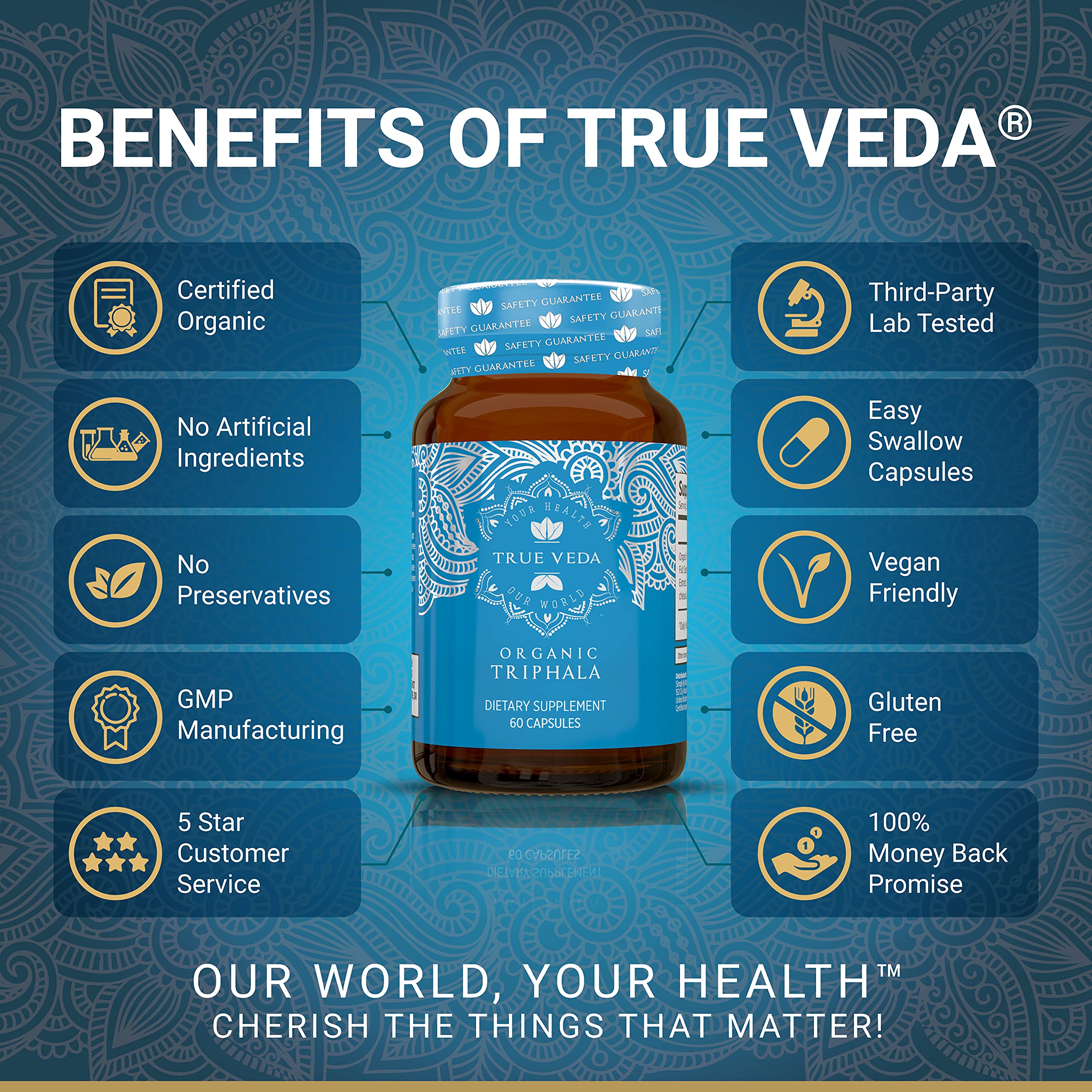 True Veda Organic Triphala package side view