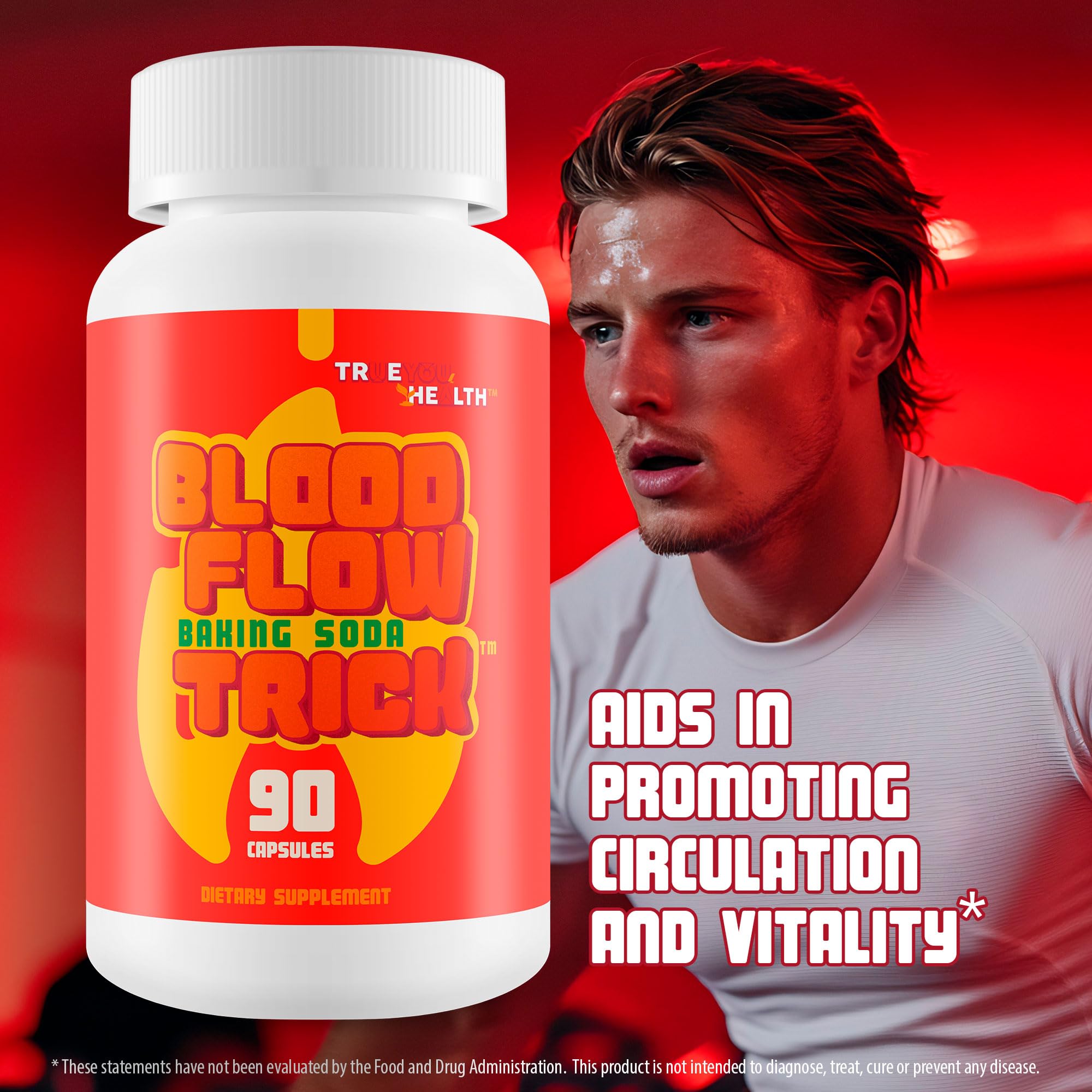 True You Health Blood Flow Baking Soda Trick supplement packaging