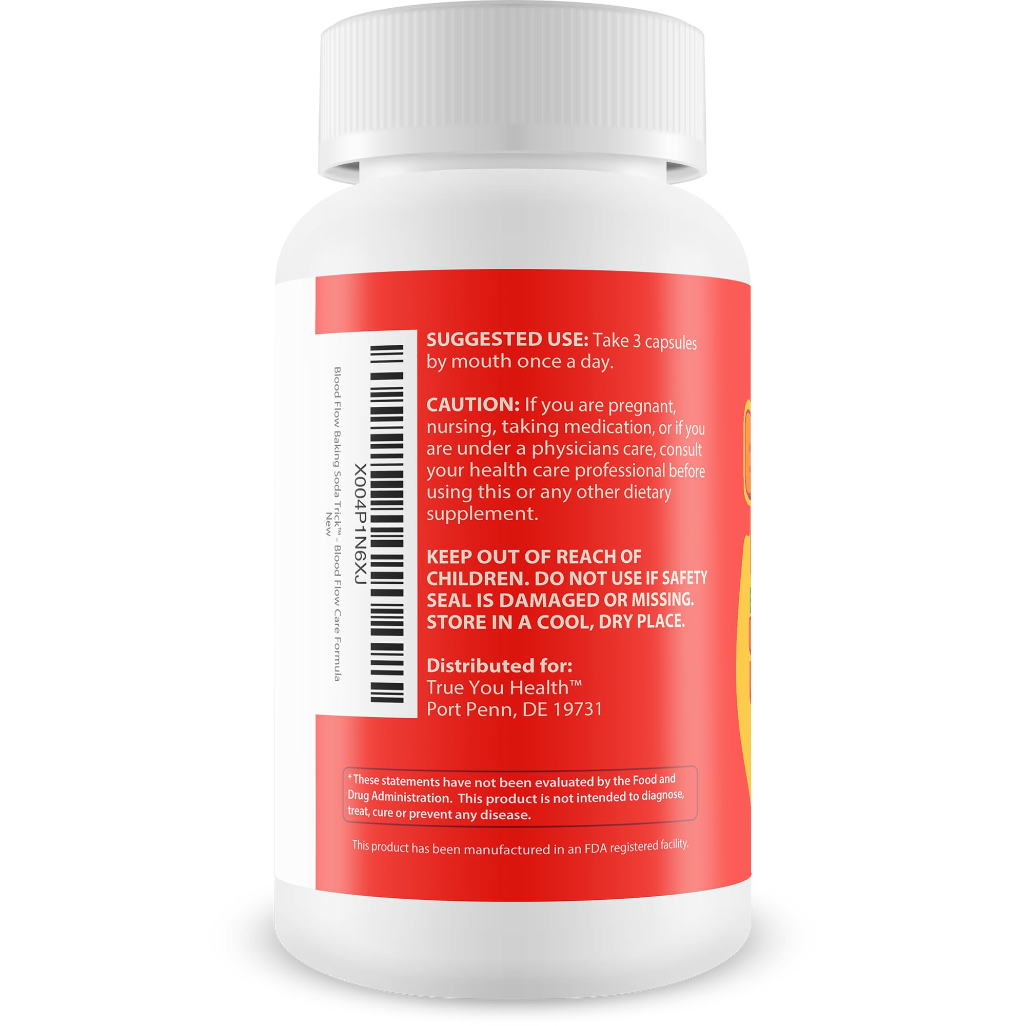 True You Health Blood Flow Baking Soda Trick supplement side view