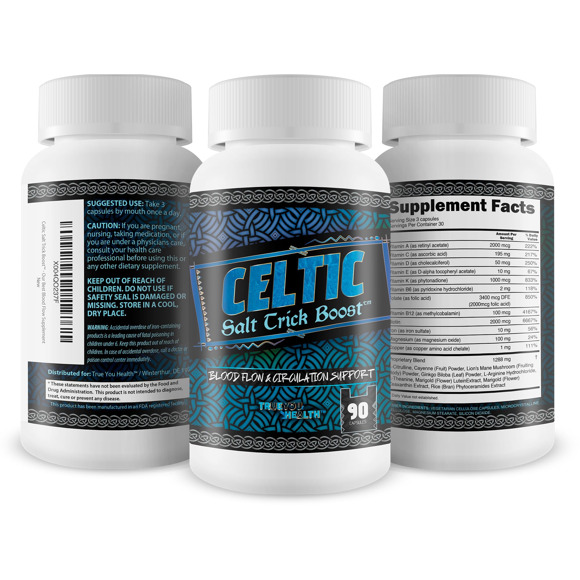 True You Health Celtic Salt Trick Supplement capsules on a wooden surface