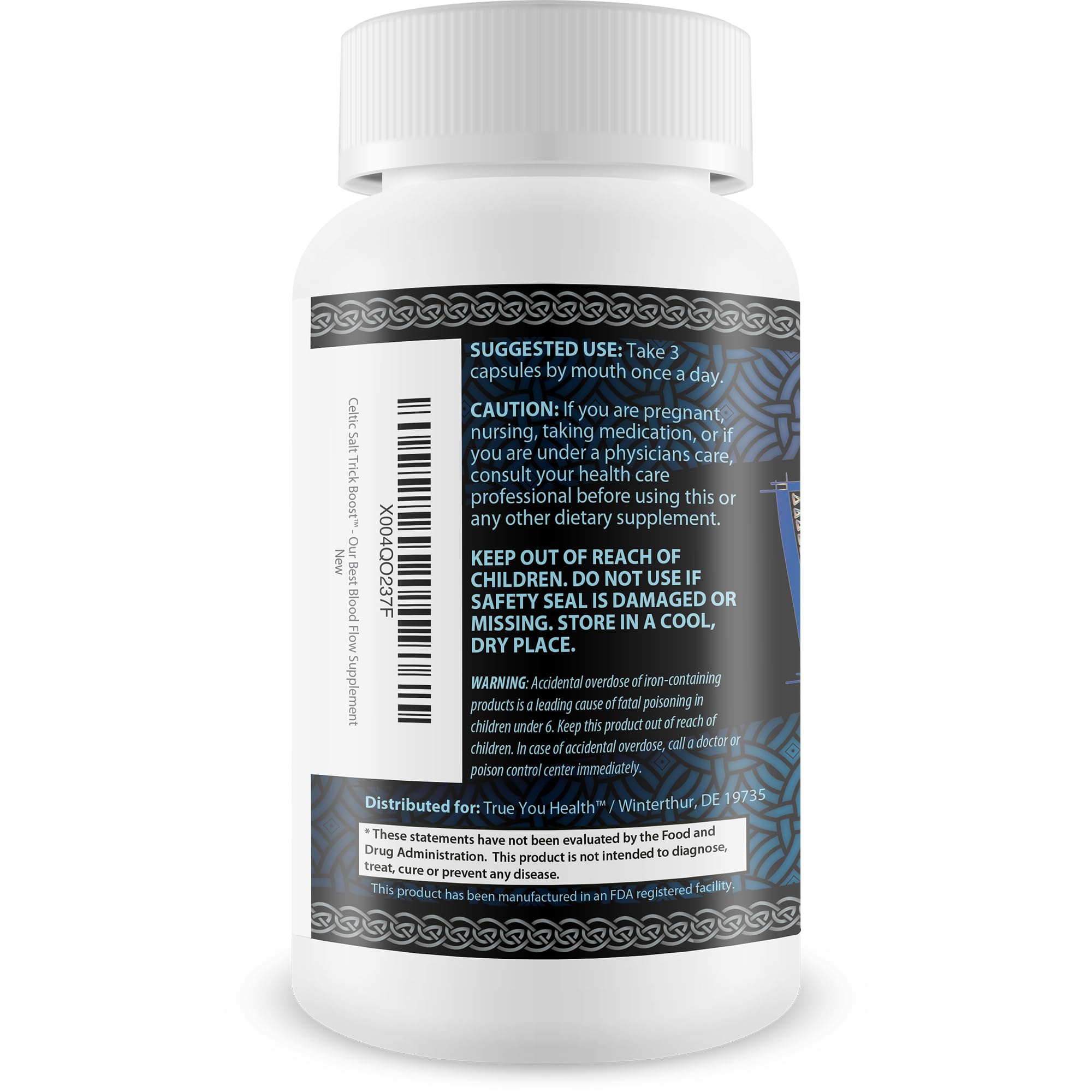 True You Health Celtic Salt Trick Supplement side view with dosage information