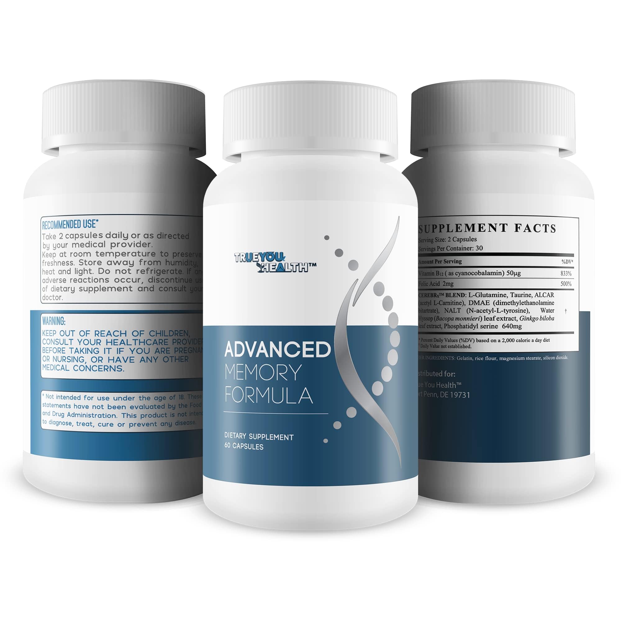 True You Health Ginkgo Biloba Memory Supplement bottle with capsules
