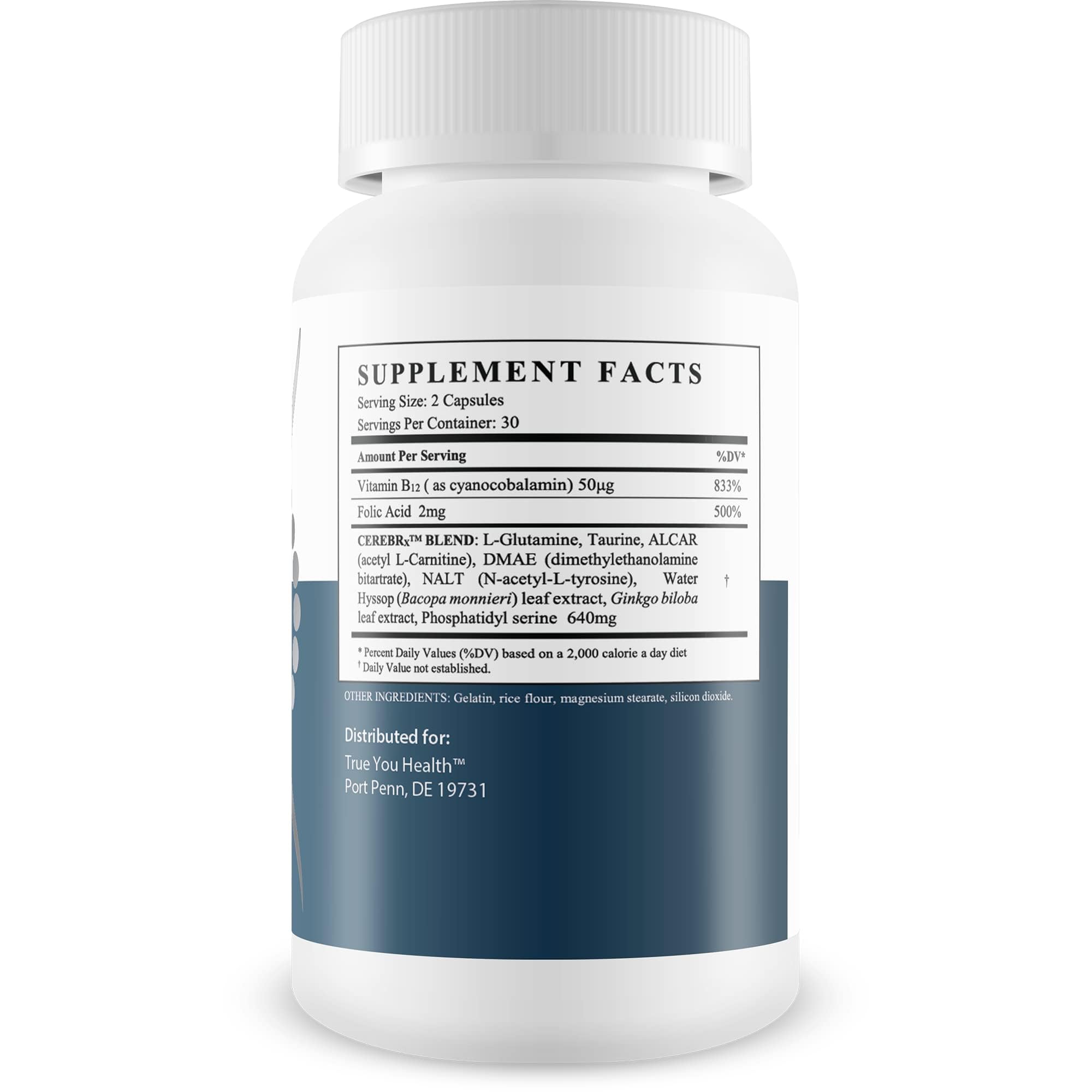 True You Health Ginkgo Biloba Memory Supplement side view