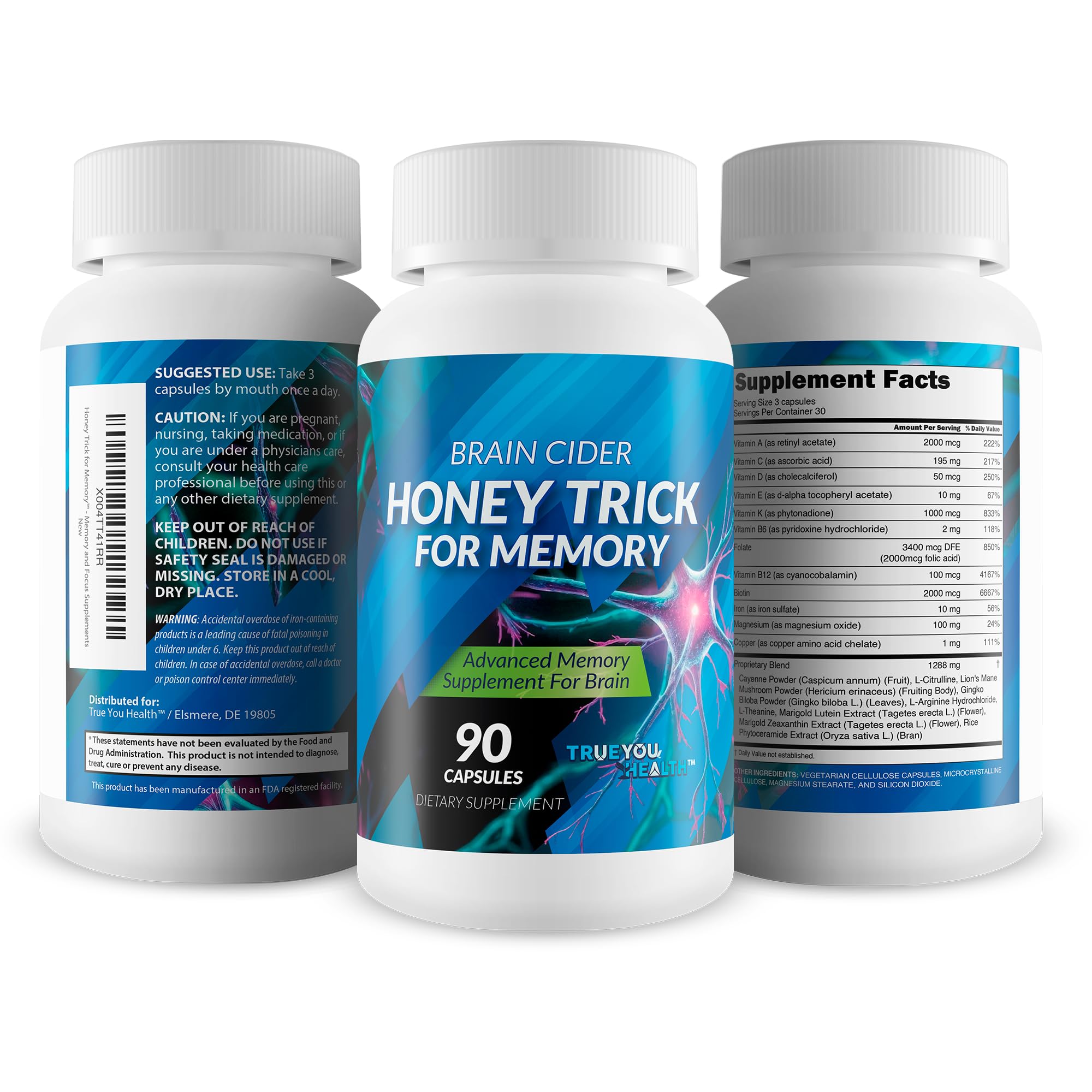 True You Health Honey Trick for Memory capsules ingredients list