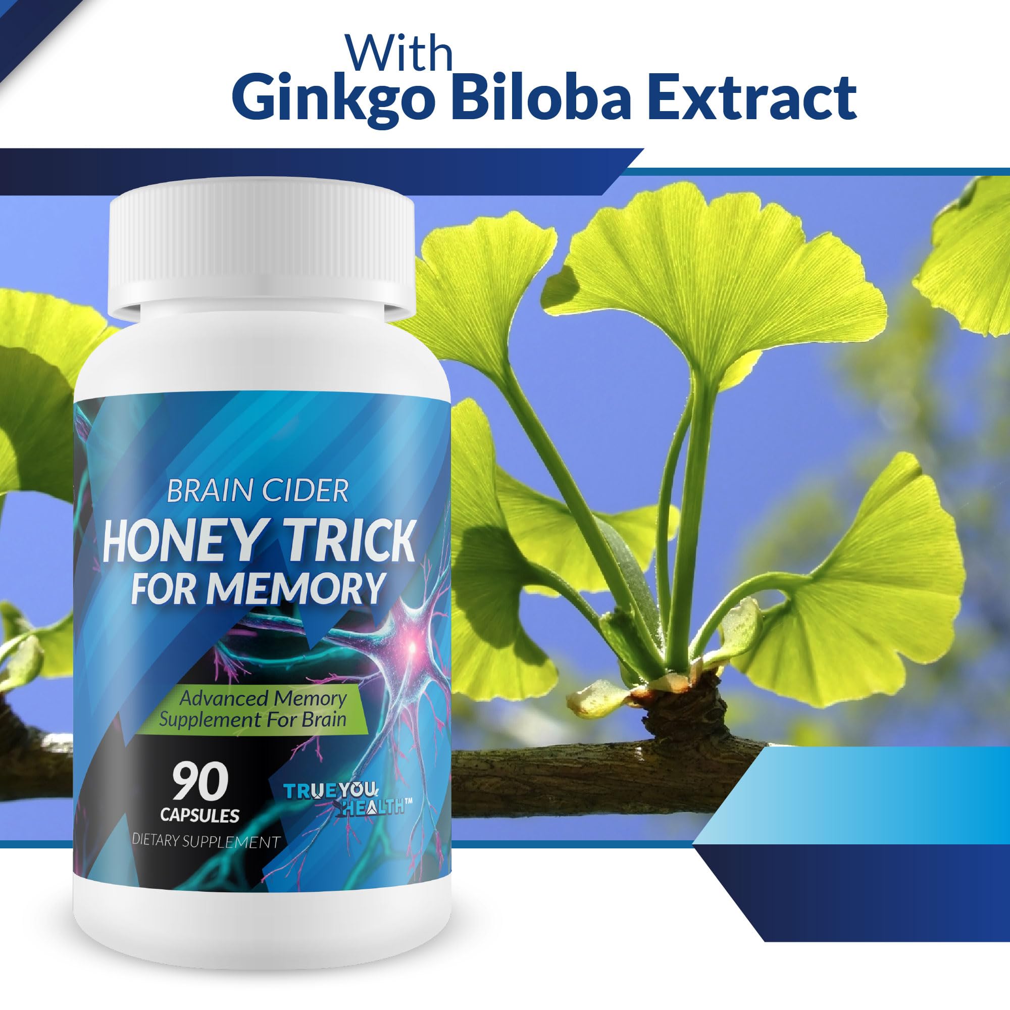 True You Health Honey Trick for Memory capsules on a table
