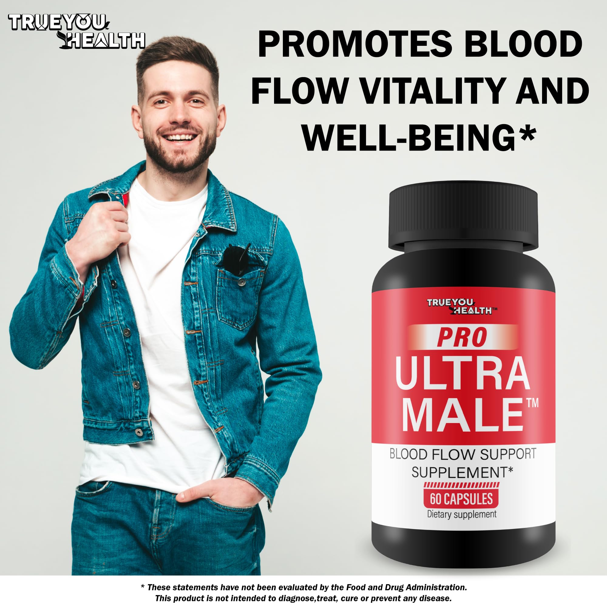 True You Health Pro Ultra Male L-Arginine Supplement bottle with measuring spoon