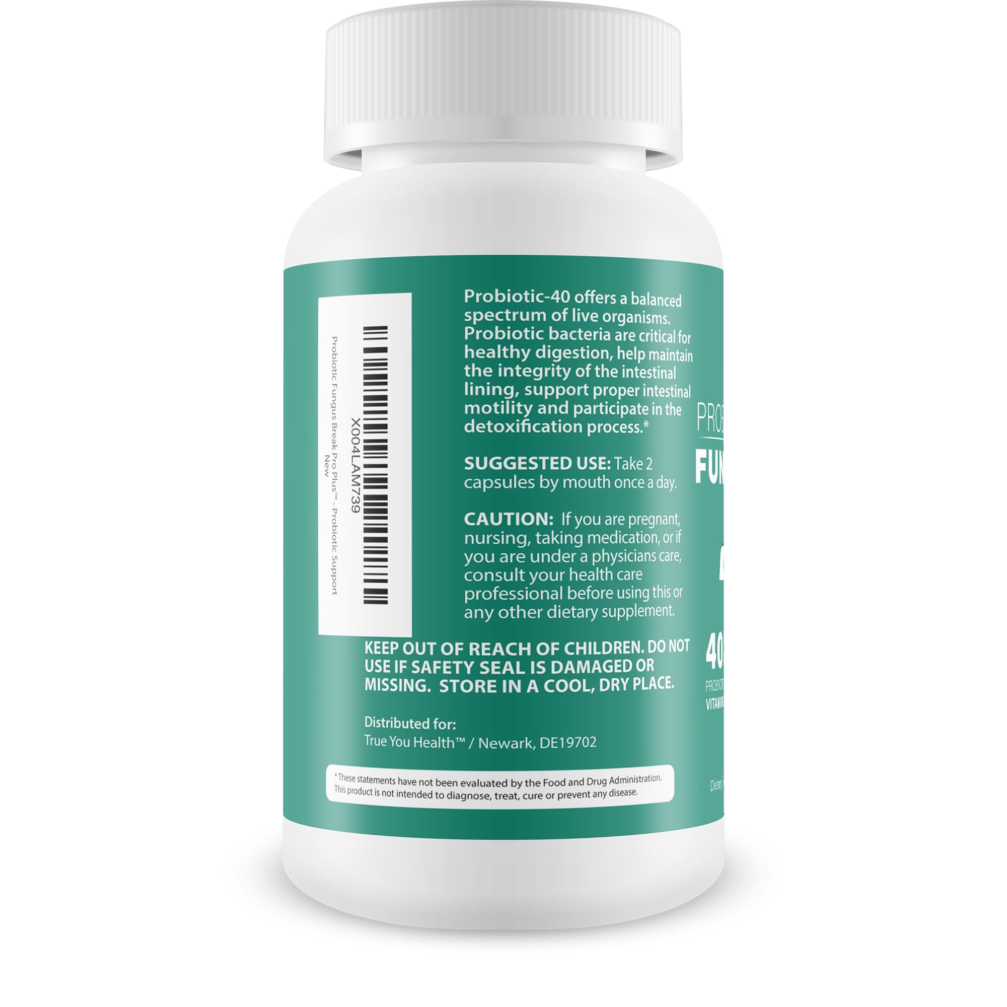 True You Health Probiotic Essential Fungus Break Pro supplement capsules close-up