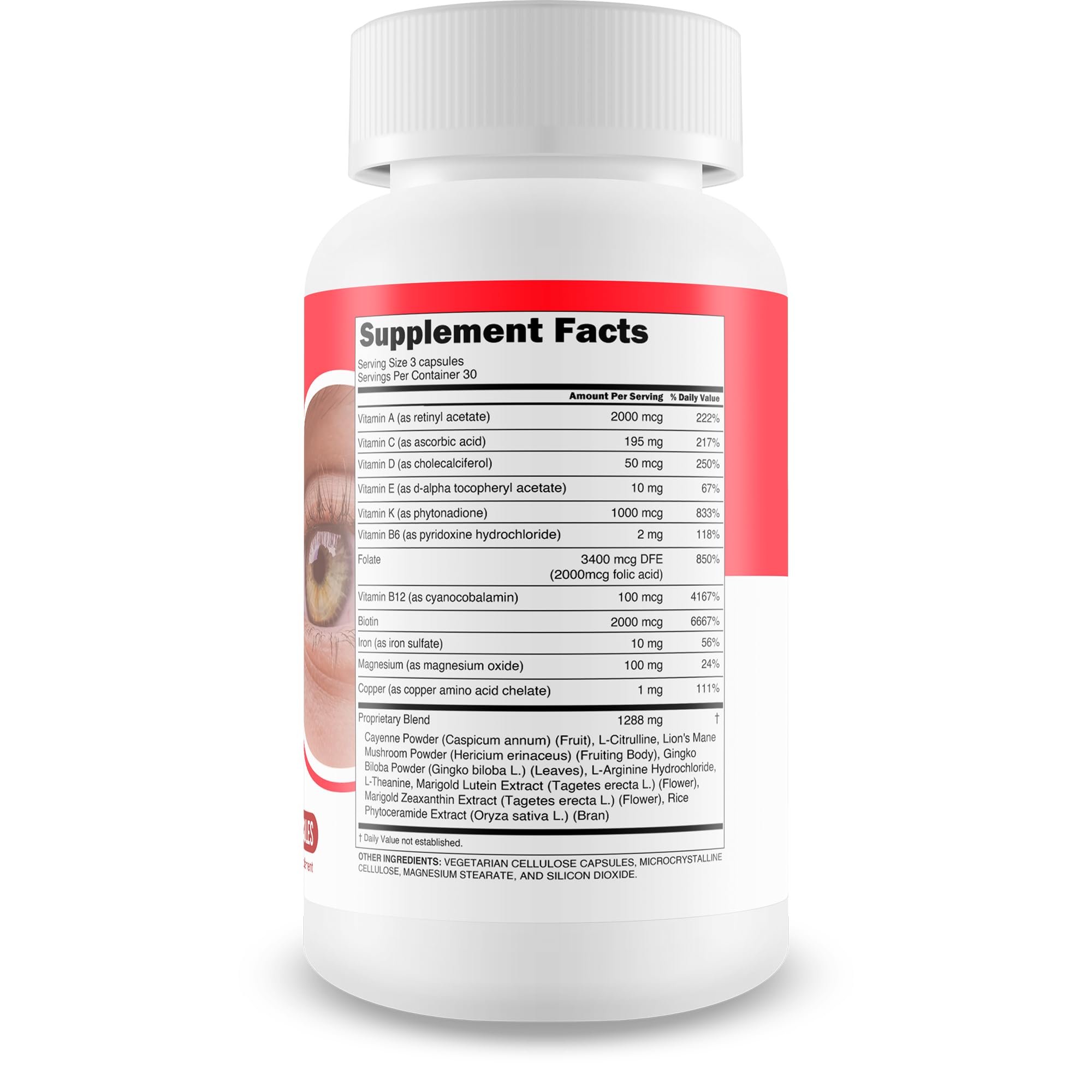 True You Health Red Root Hack Vision Support Lutein Capsules bottle label