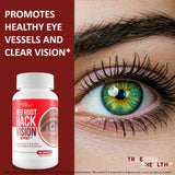 True You Health Red Root Hack Vision Support Lutein Capsules with a glass of water