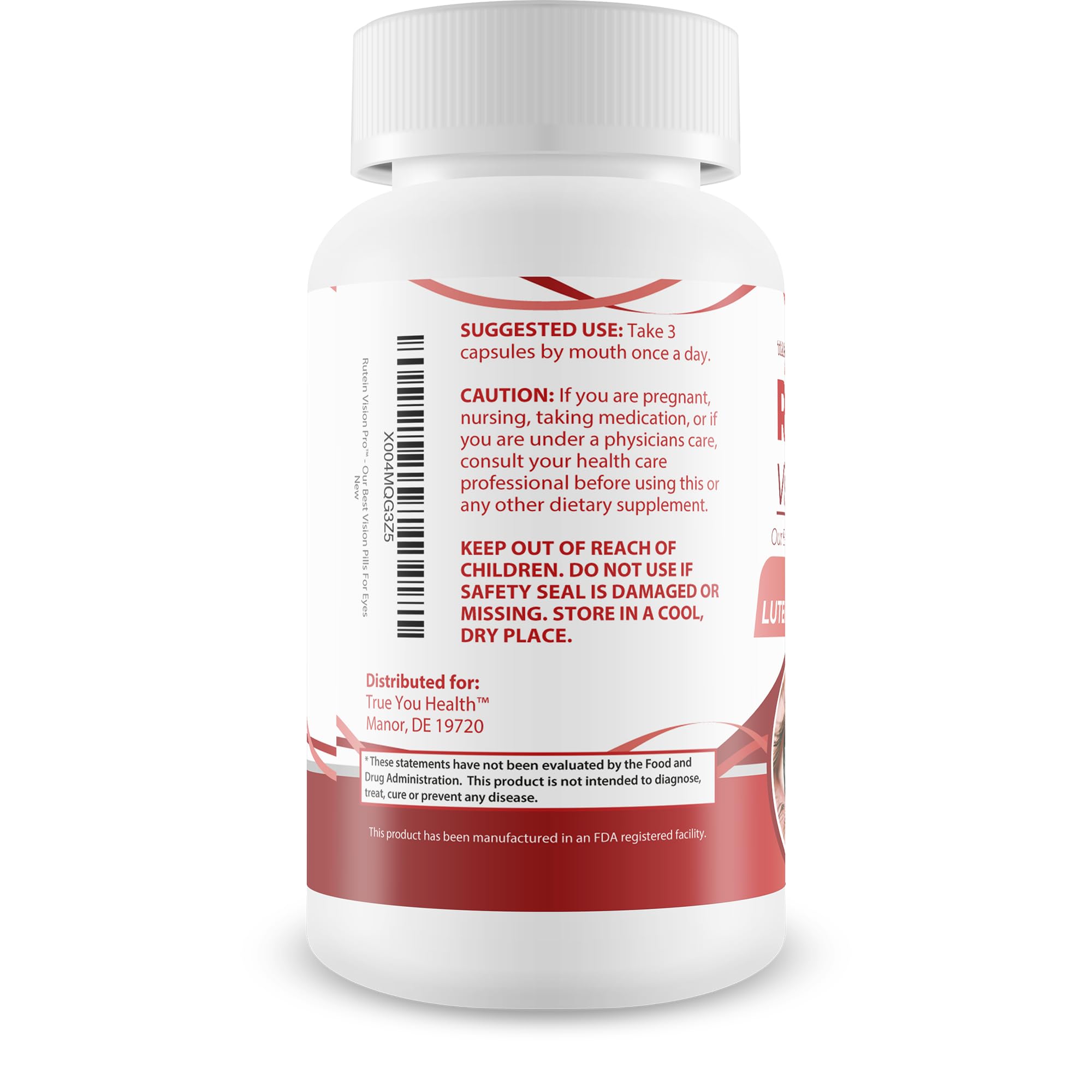 True You Health Rutein Vision Pro capsules on a wooden surface