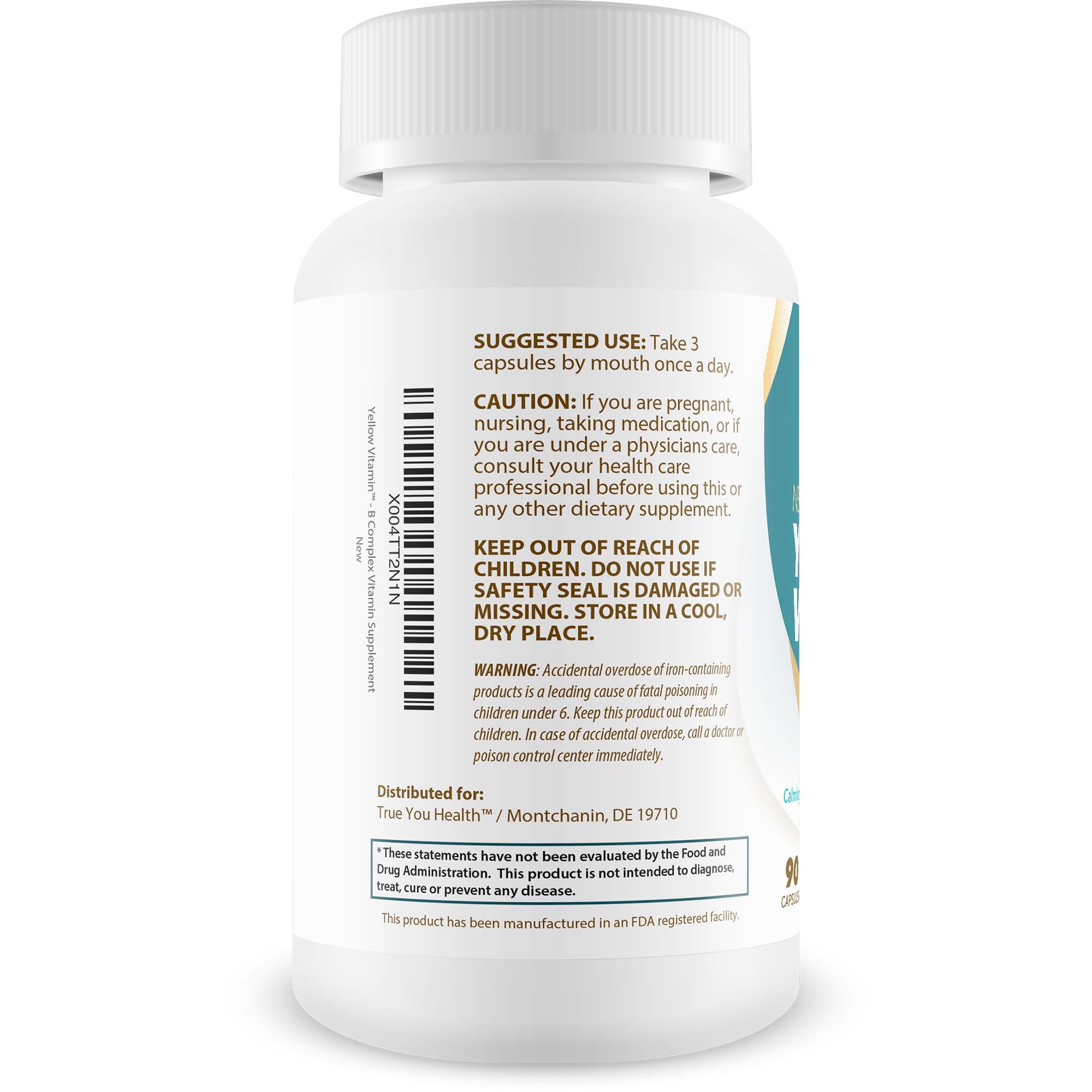 True You Health Total Nerve Wellness B-Complex Supplement side view