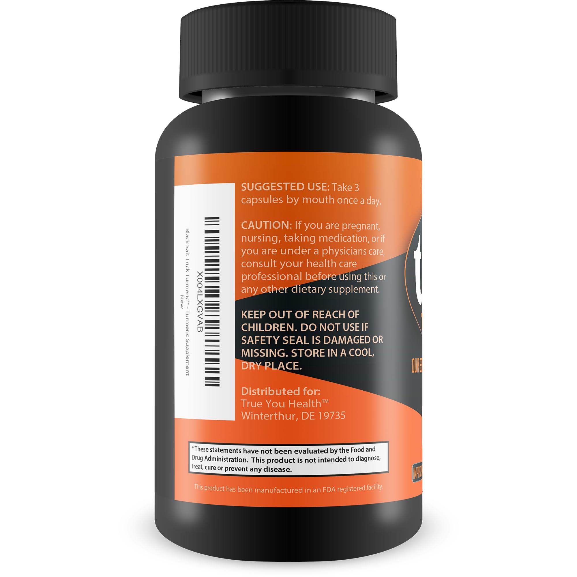True You Health Turmeric Curcumin Capsules 500mg bottle with label