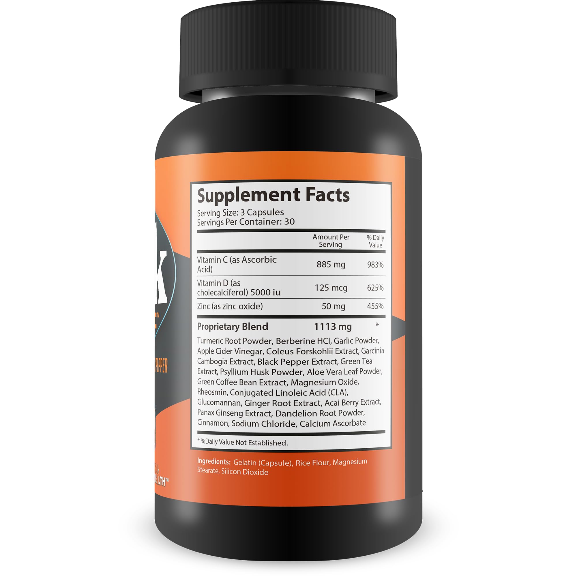 True You Health Turmeric Curcumin Capsules 500mg side view