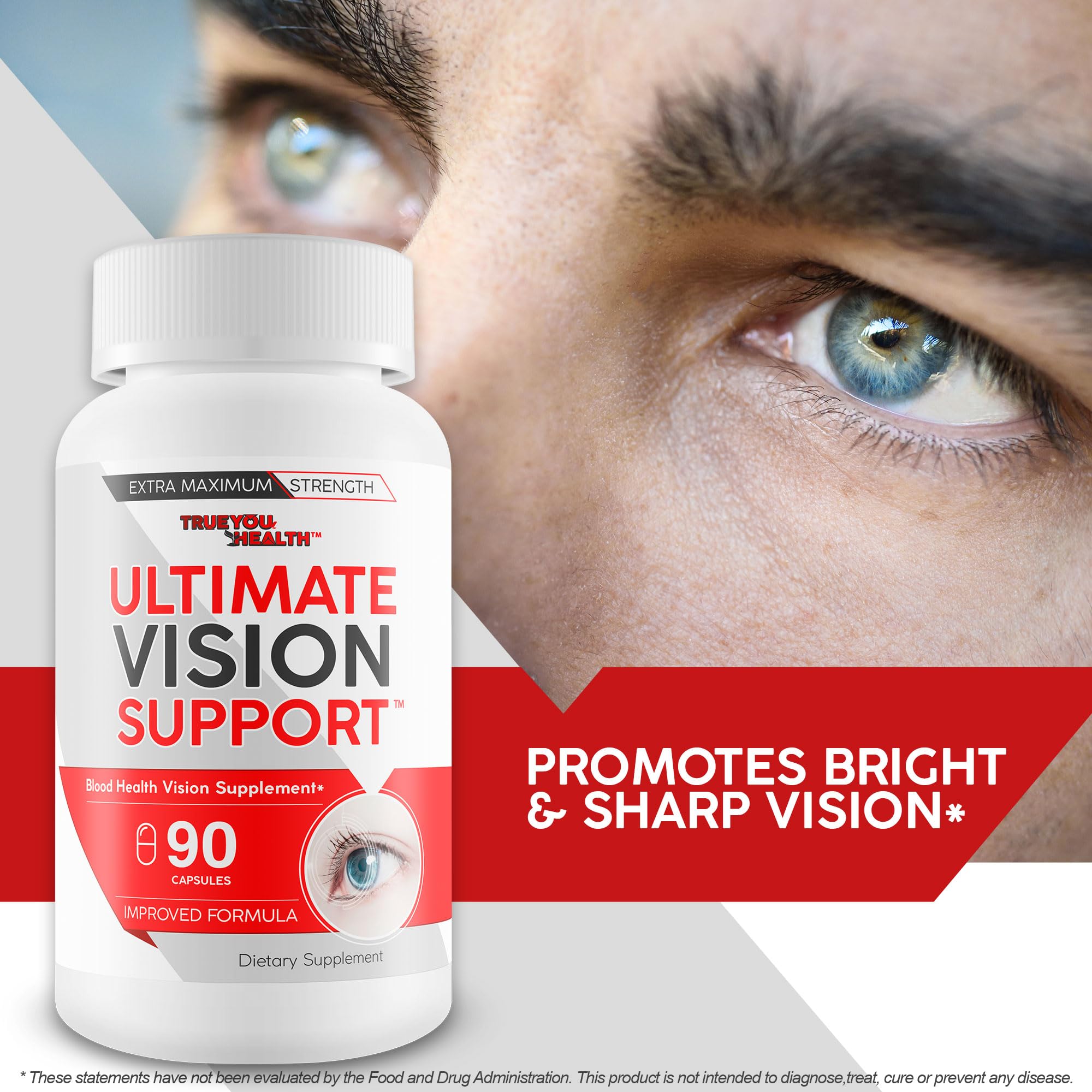 True You Health Ultimate Vision Support Lutein Capsules on a wooden table