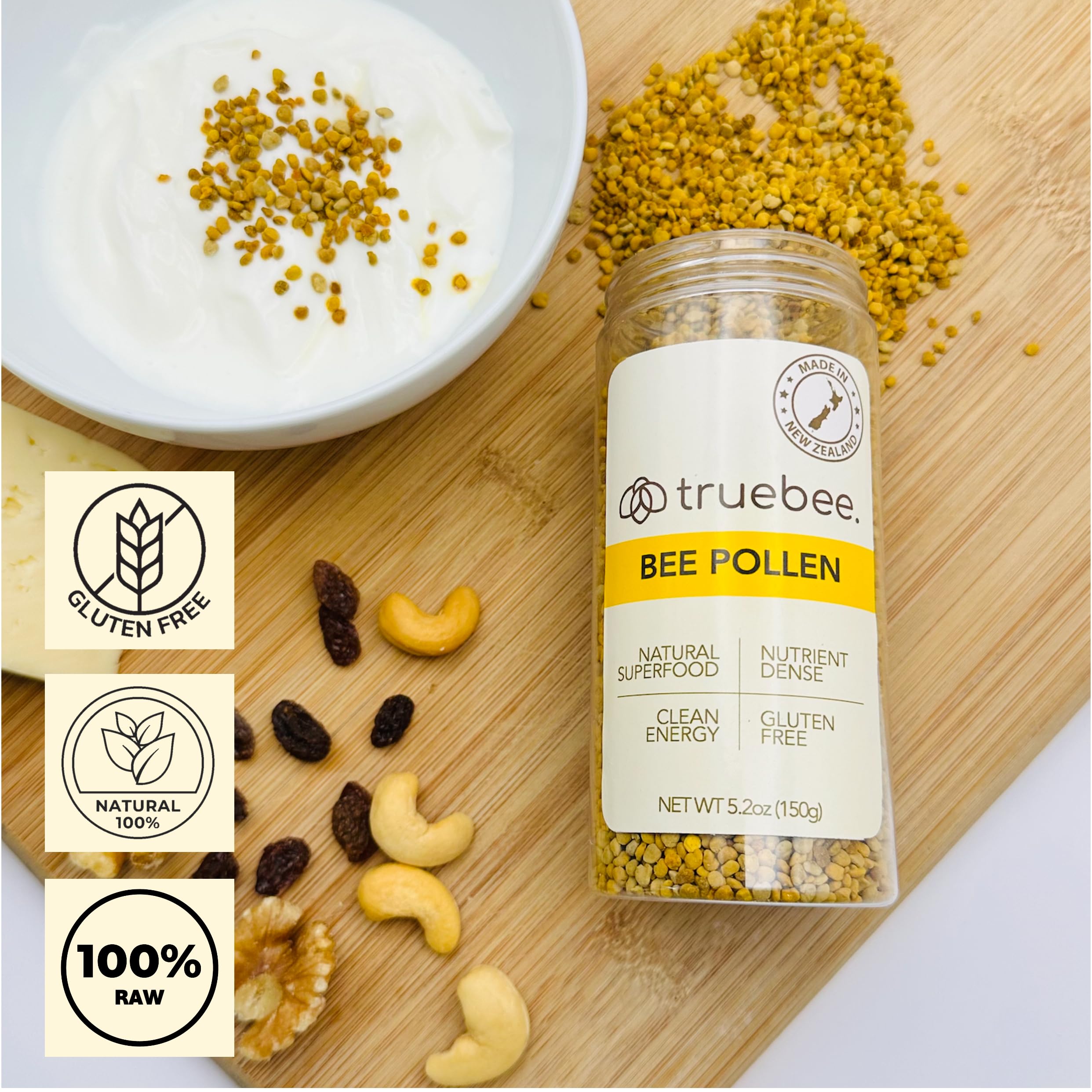 truebee Raw Bee Pollen Granules 150g close-up of granules