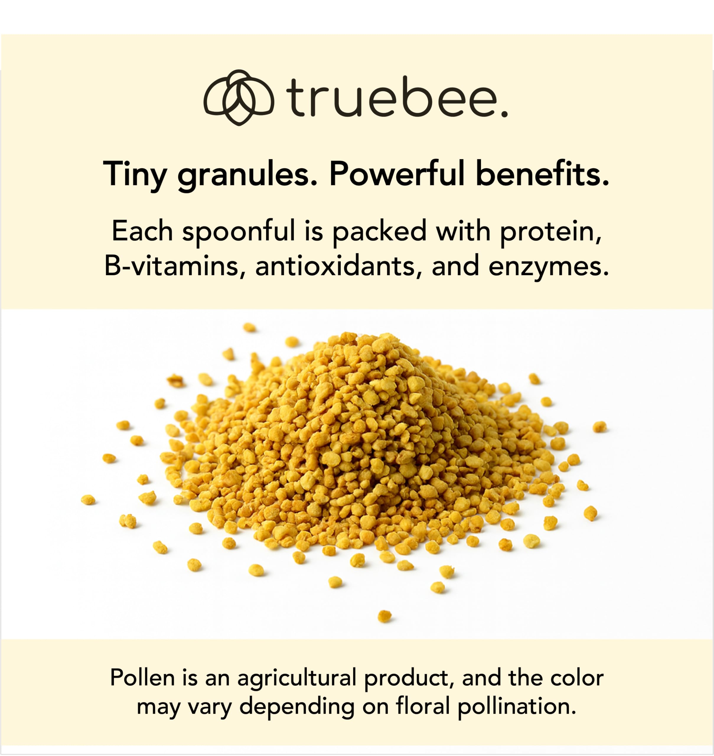 truebee Raw Bee Pollen Granules 150g on a salad
