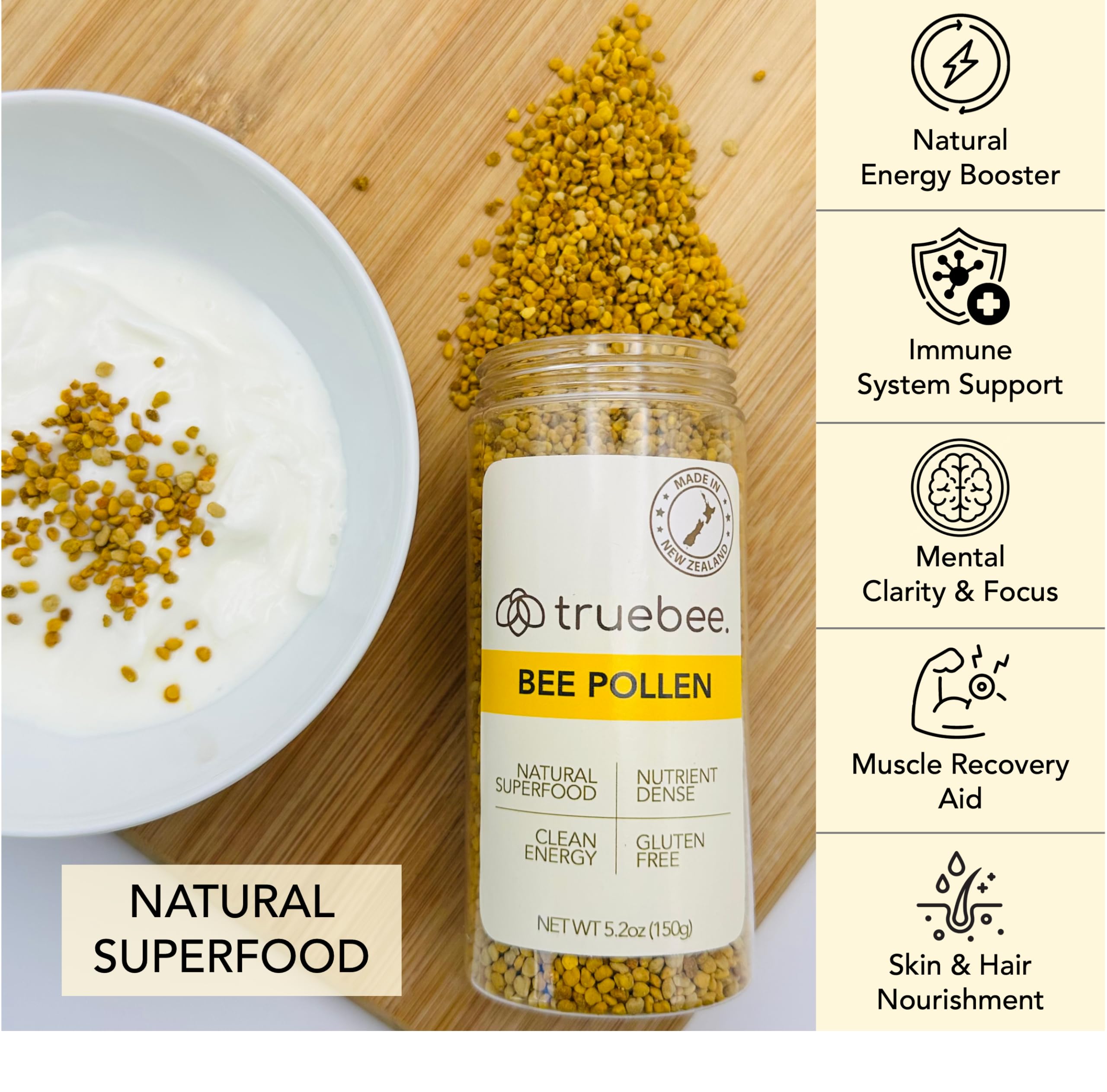 truebee Raw Bee Pollen Granules 150g packaging